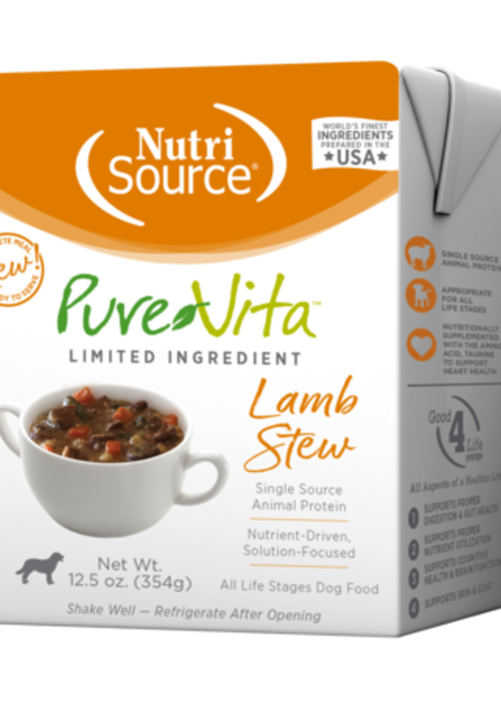 NutriSource TF PURE VITA TetraPak DOG LAMB STEW 12/12.5oz