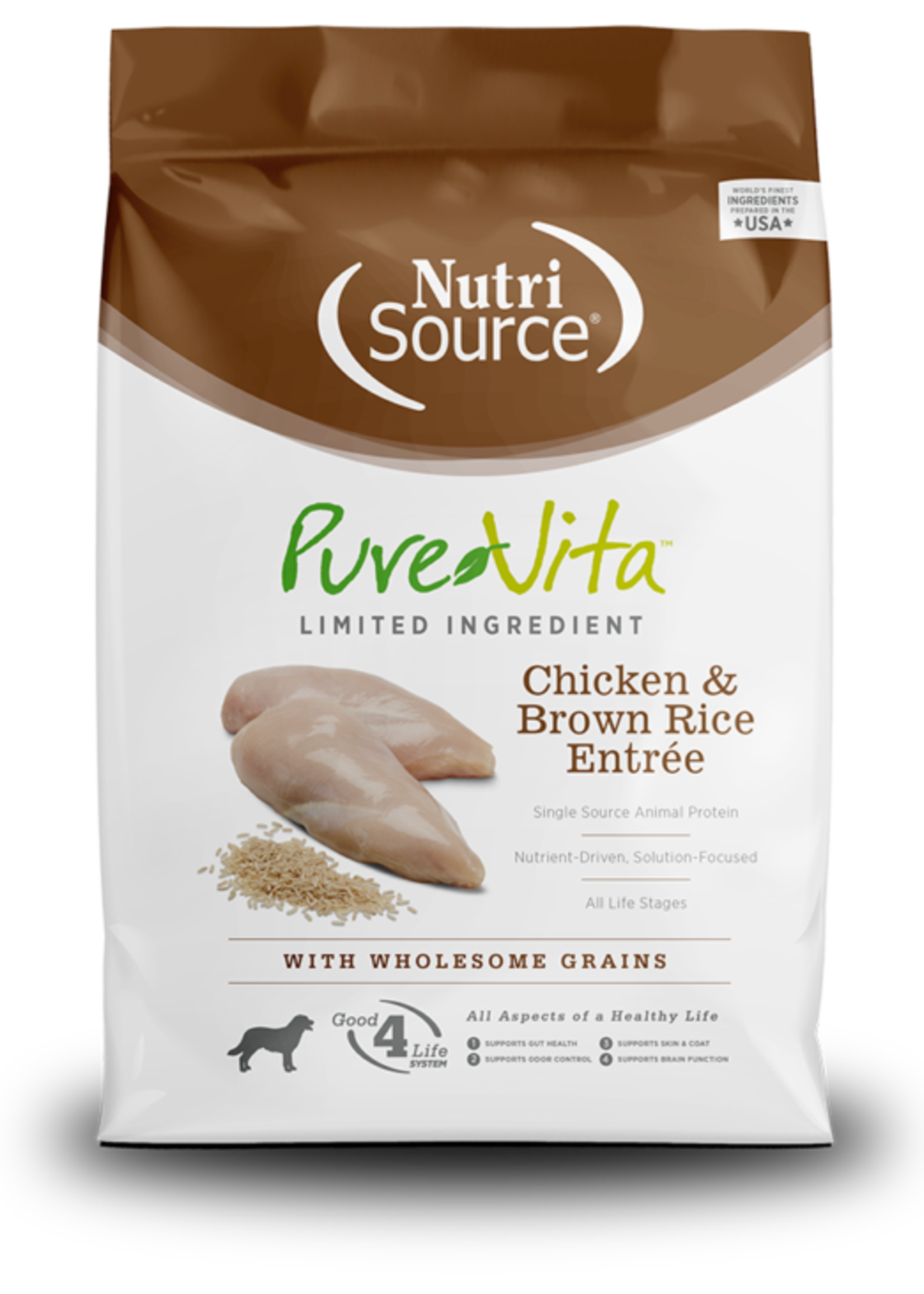 NutriSource Pure Vita Dog Chicken & Brown Rice 25lbs