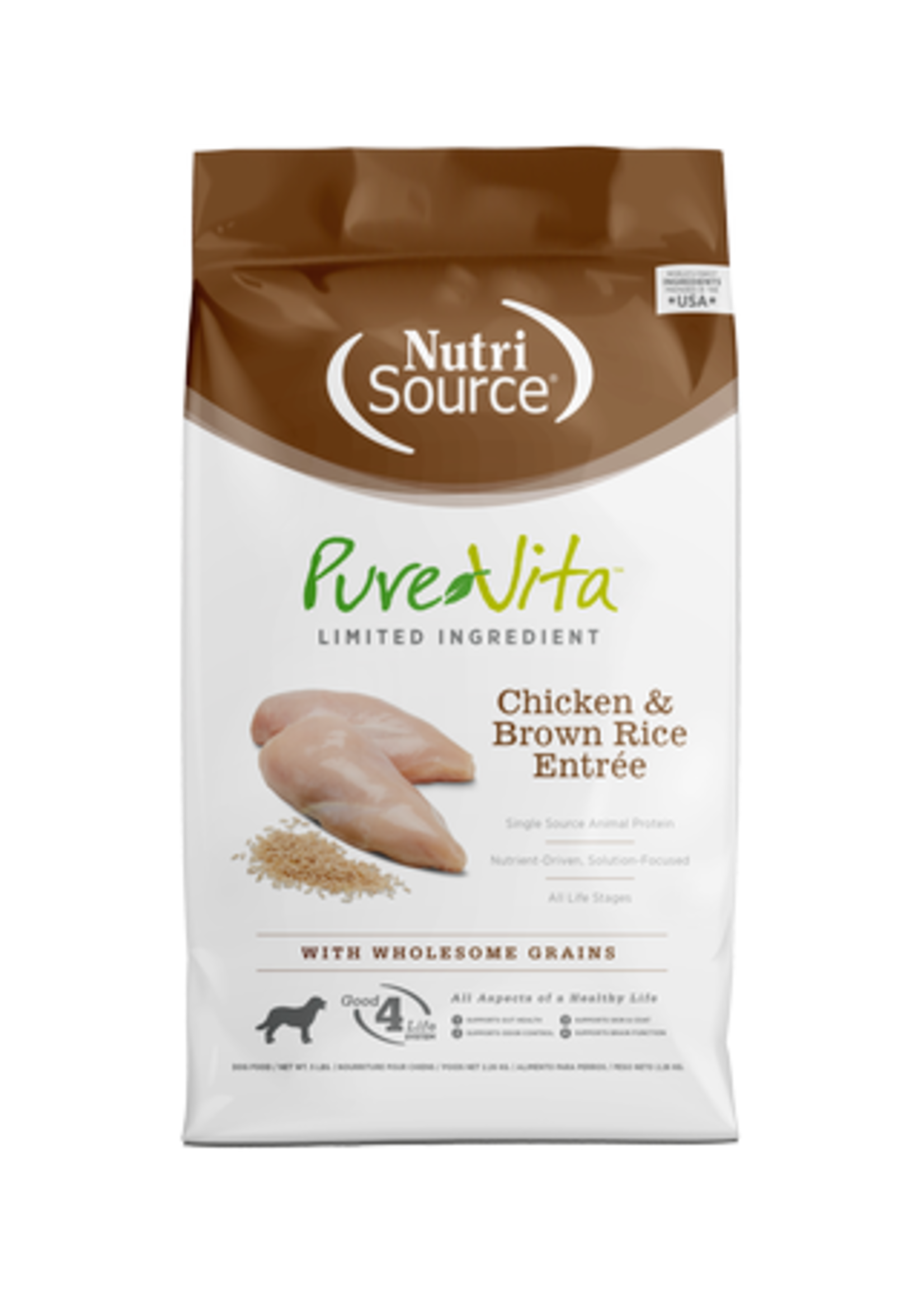 NutriSource Pure Vita Dog Chicken & Brown Rice 5lbs