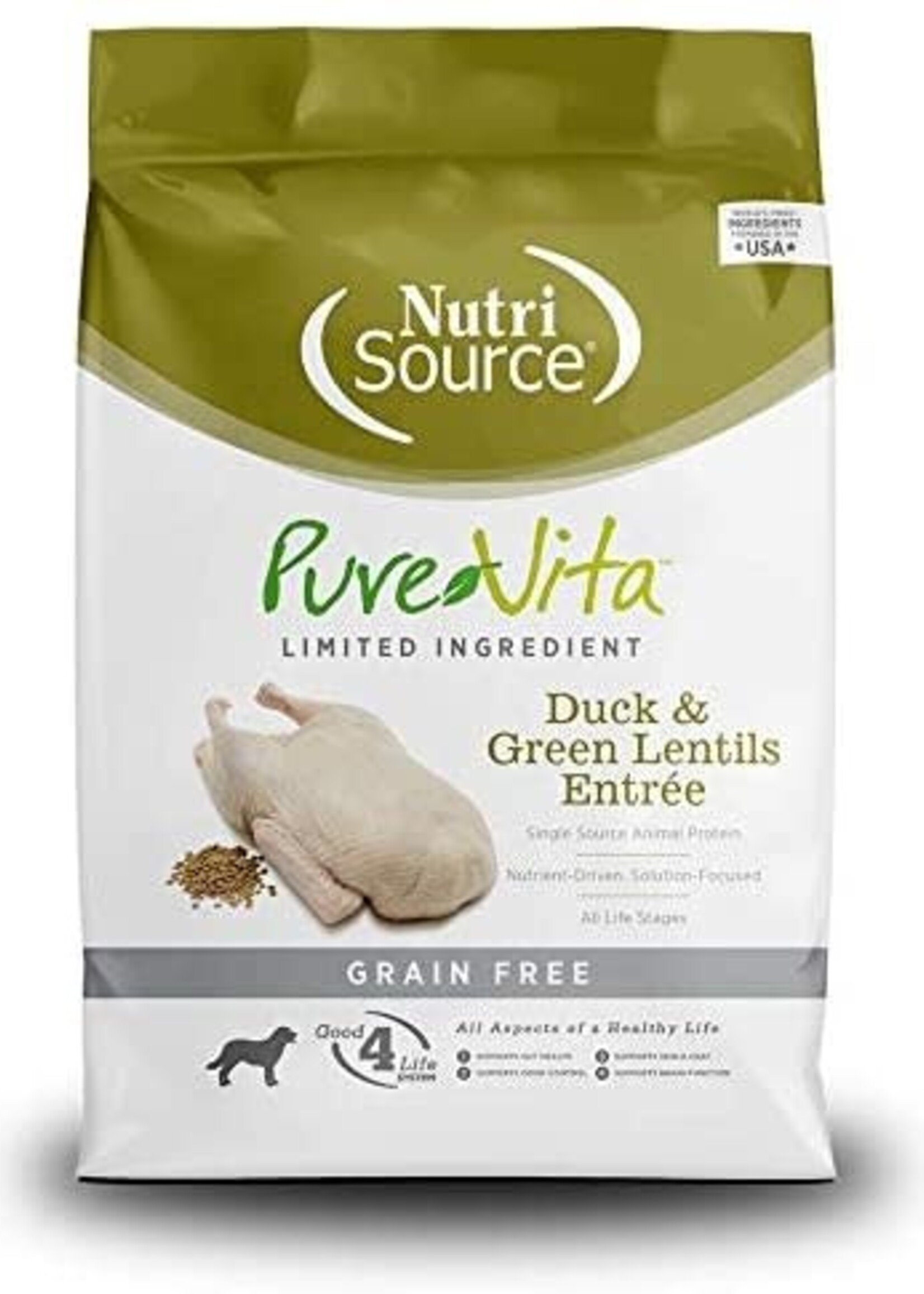 NutriSource Pure Vita Dog GF Duck & Lentils 25lbs