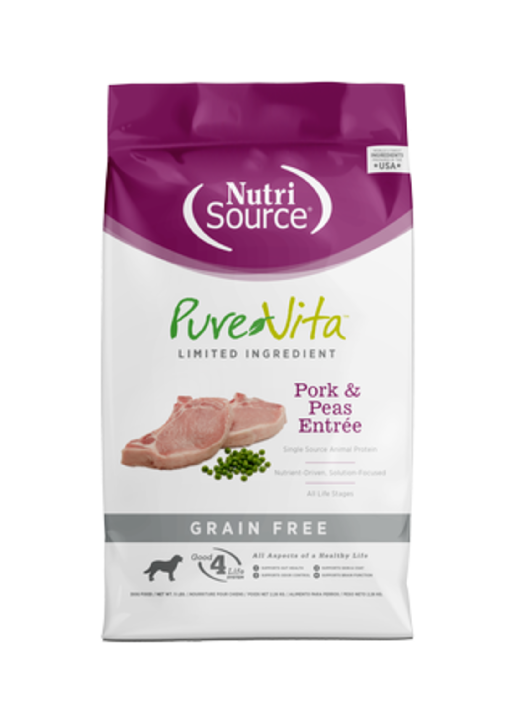 NutriSource Pure Vita Dog GF Pork & Peas 5lbs