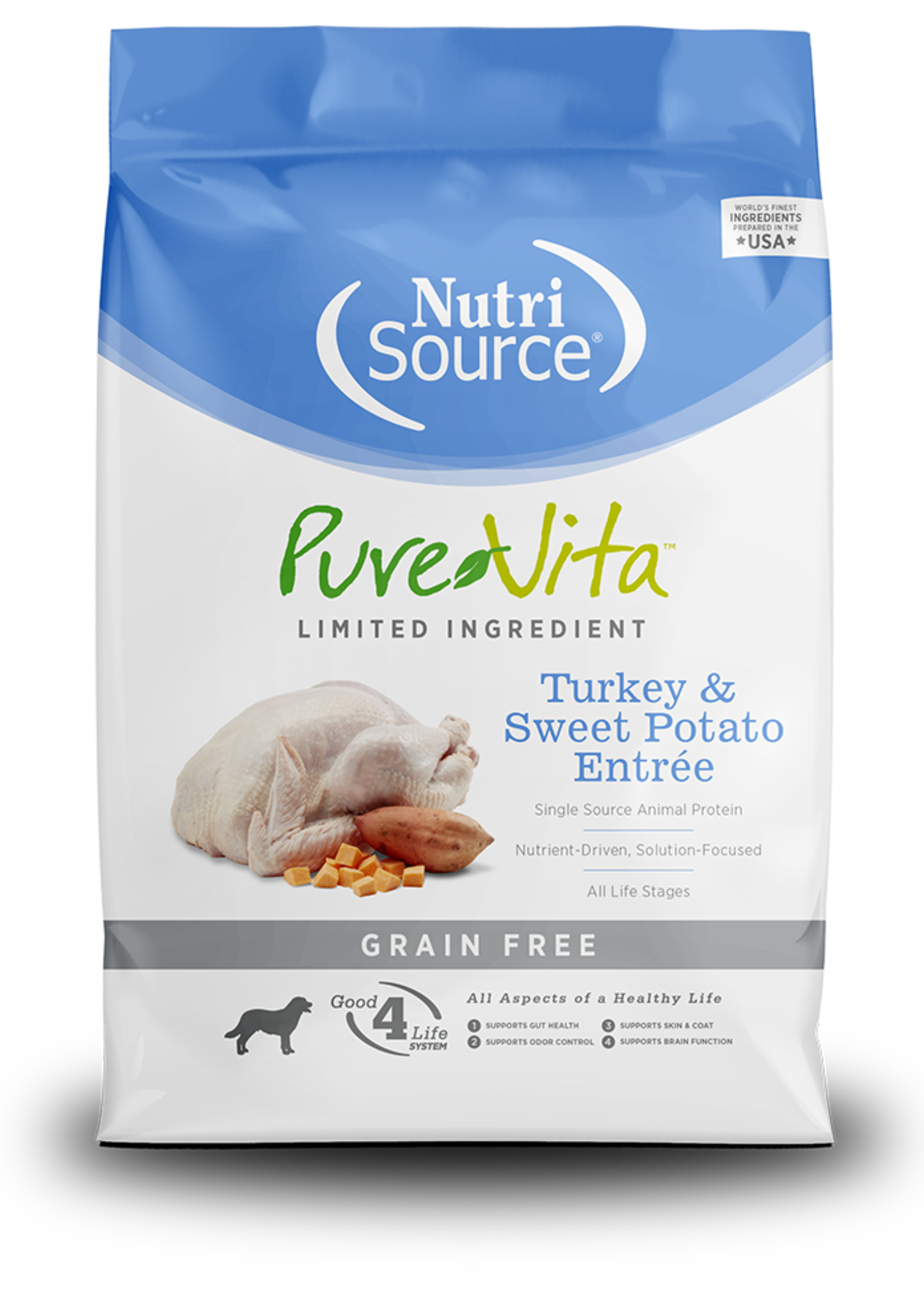NutriSource Pure Vita Dog GF Turkey & Sweet Potato 15lbs