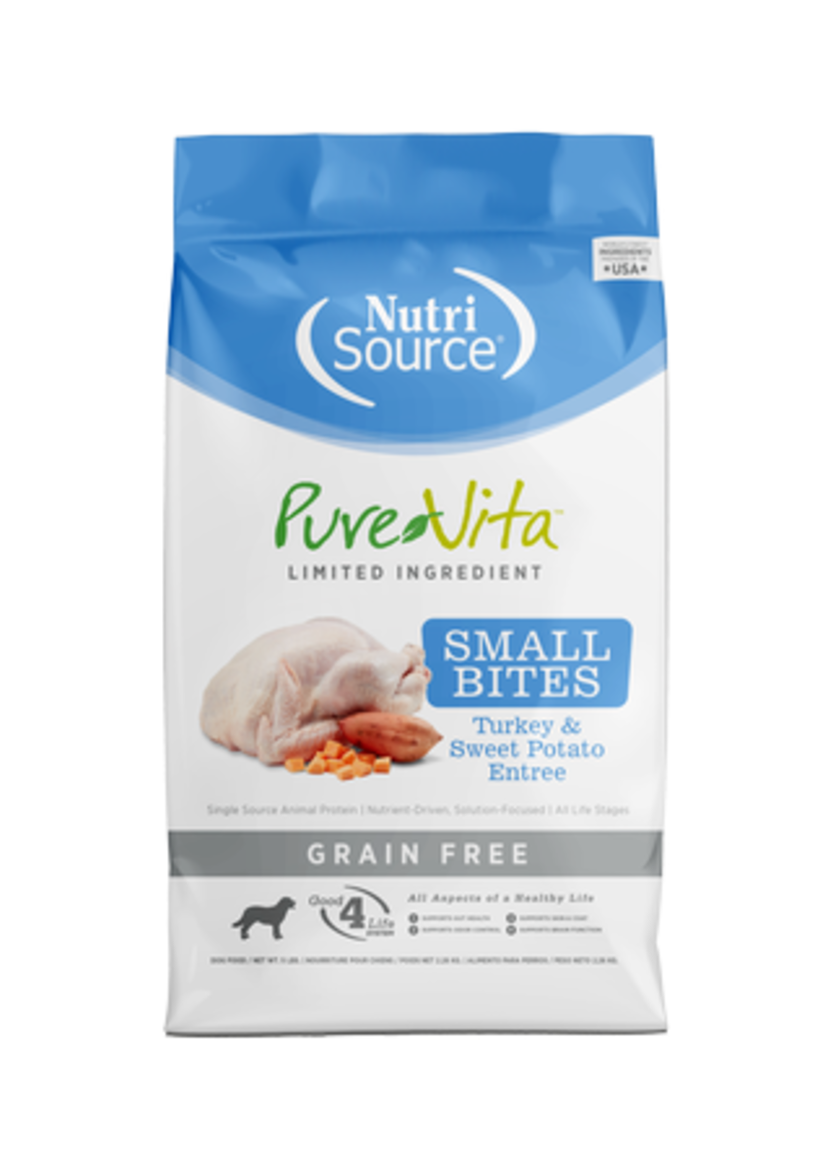 NutriSource Pure Vita Dog Small Bites GF Turkey & Sweet Potato 5lbs