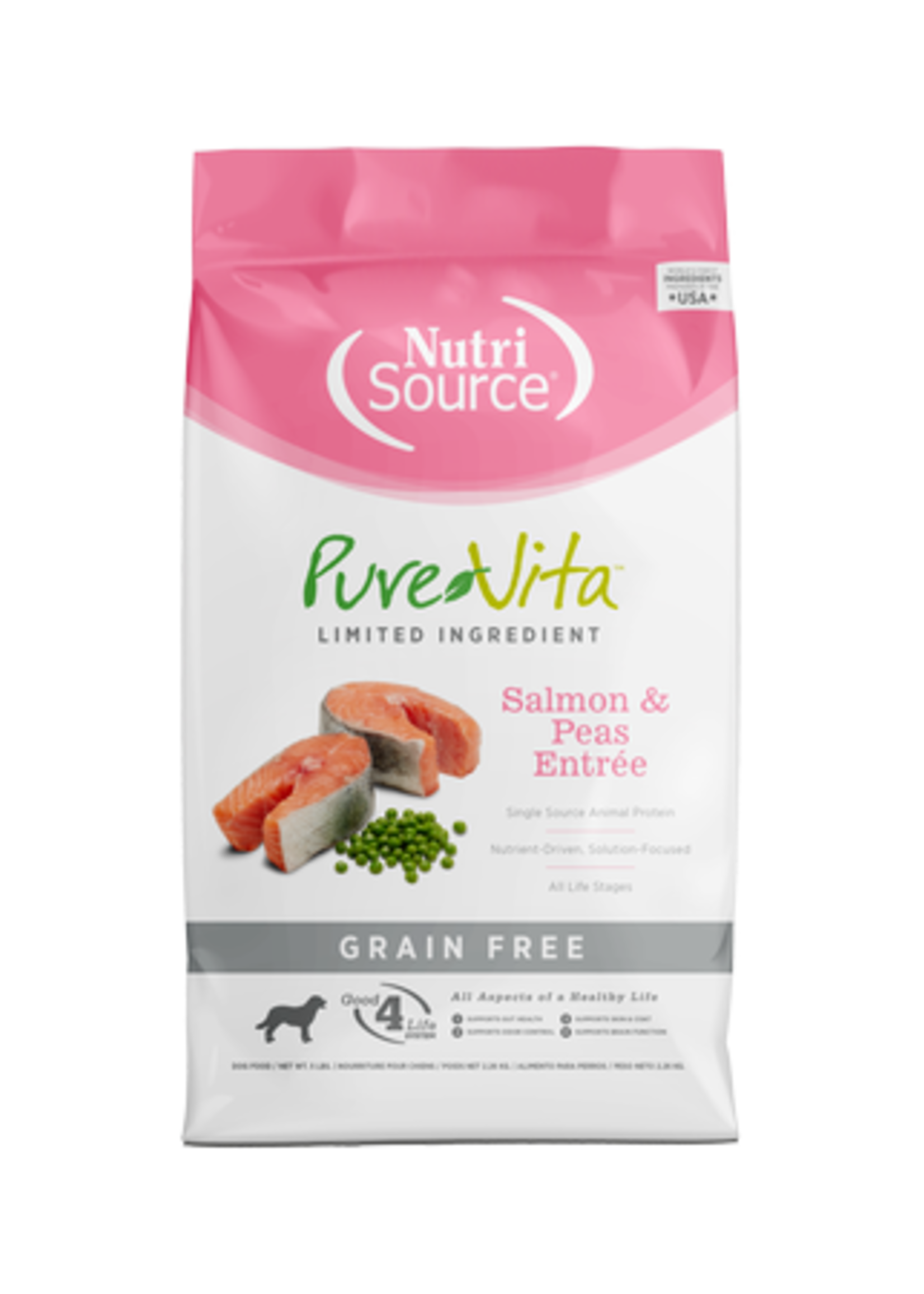 NutriSource Pure Vita Dog GF Salmon & Peas 5lbs