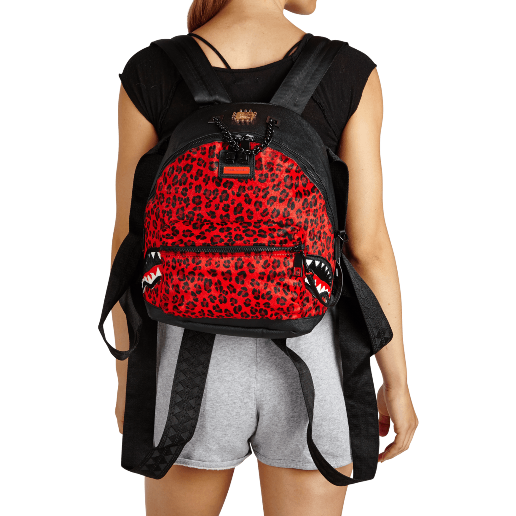 SPRAYGROUND 6 STRAP MINI RED LEOPARD EMPRESS  (PONY HAIR) AFRICAN INTELLIGENCE