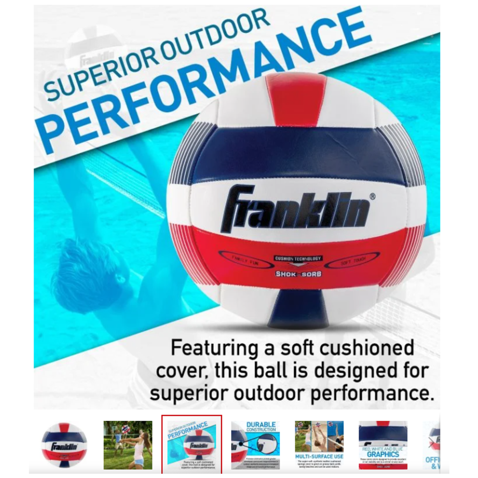 FRANKLIN Soft Spike Shok Sorb Beach Volleyball