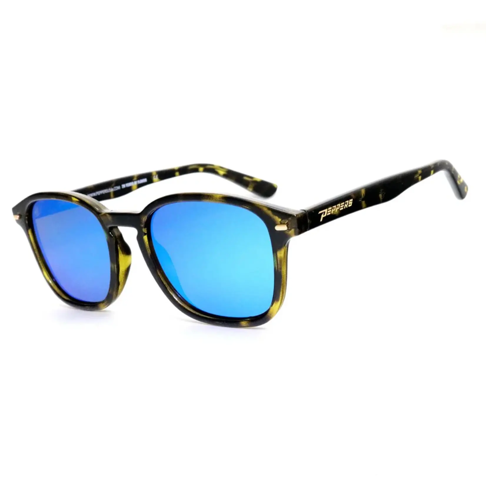 PEPPERS Ohana- Shiny Dark Amber Demi w/ Blue Mirror Polarized