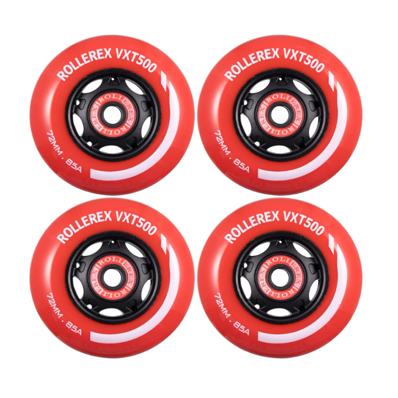 ROLLEREX ROLLEREX VXT 500 PREMIUM INLINE SKATE WHEELS- ROCKET RED- 72 MM