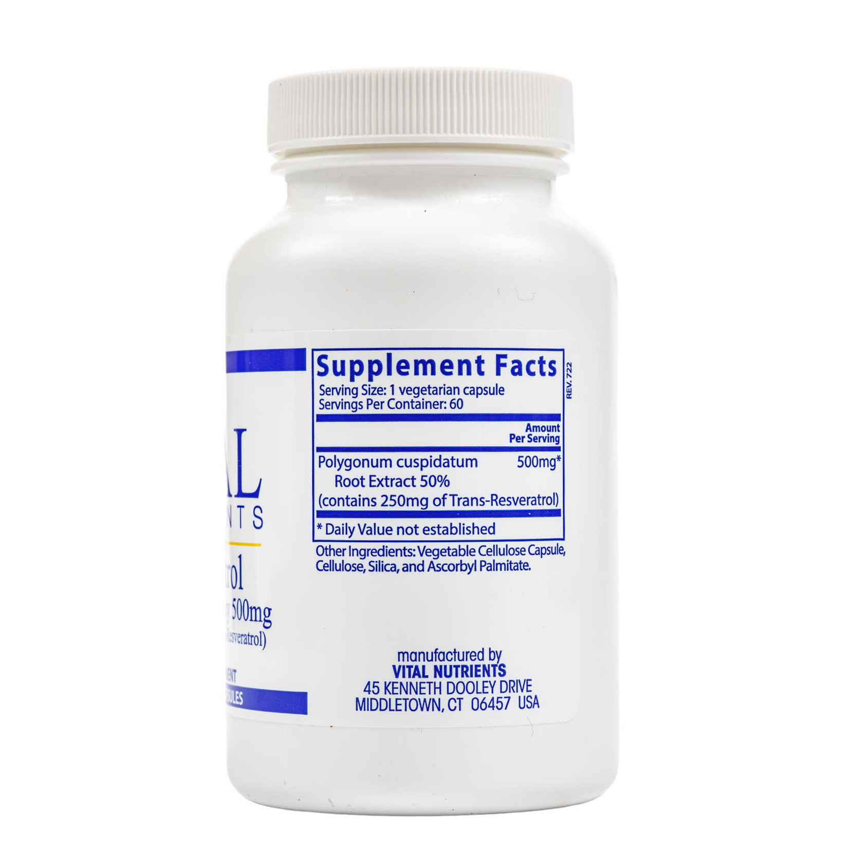 Vital Nutrients Resveratrol Ultra High Potency 500mg 60c Vital Nutrients