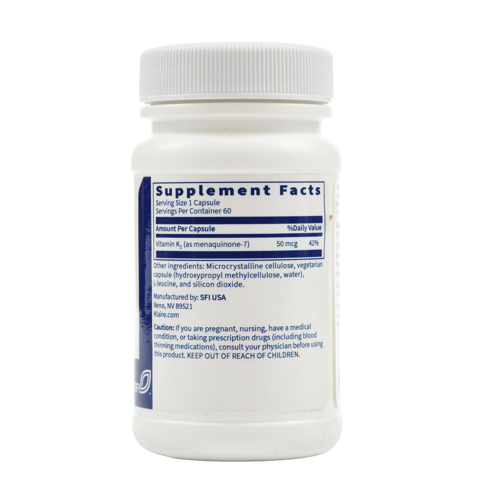 SFI Health (formerly Klaire Labs) Vitamin K2 50mcg 60c Klaire Laboratories