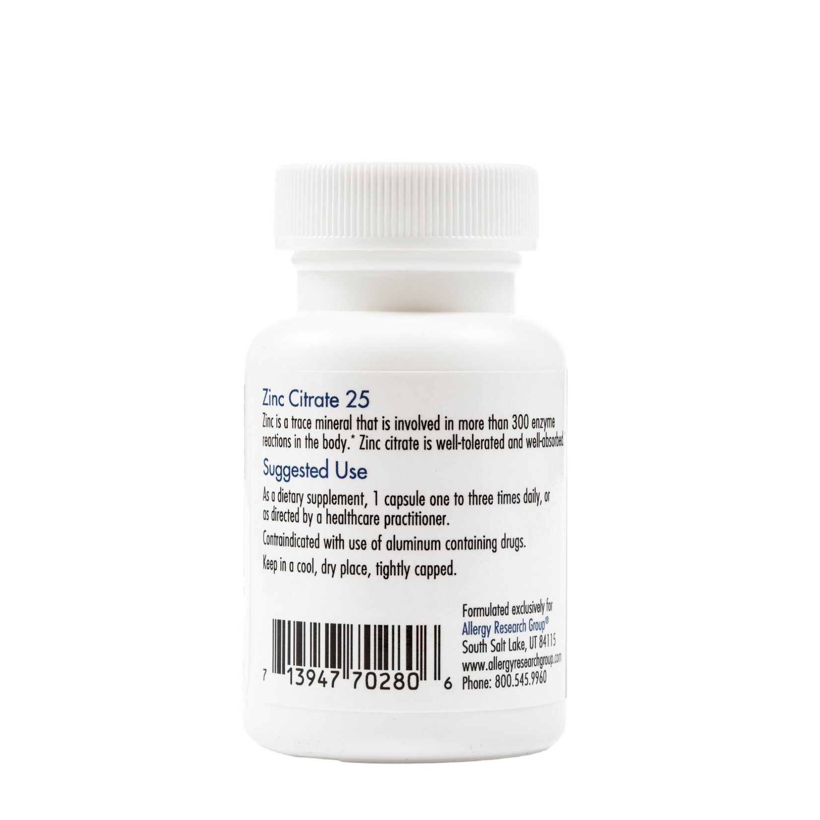 Allergy Research Group Zinc Citrate 25mg 60c Allergy Research Group