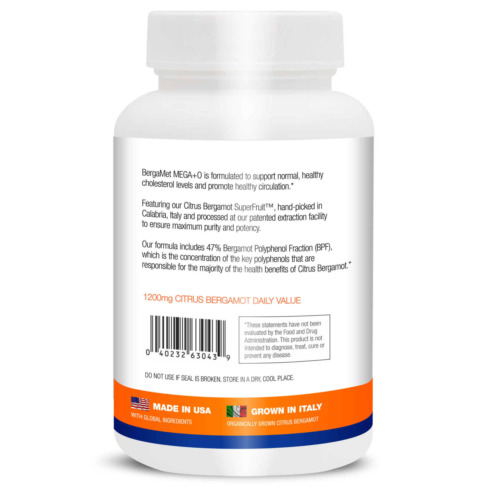 Bergamet North America Citrus Bergamot Mega+O 600mg 60c Bergamet