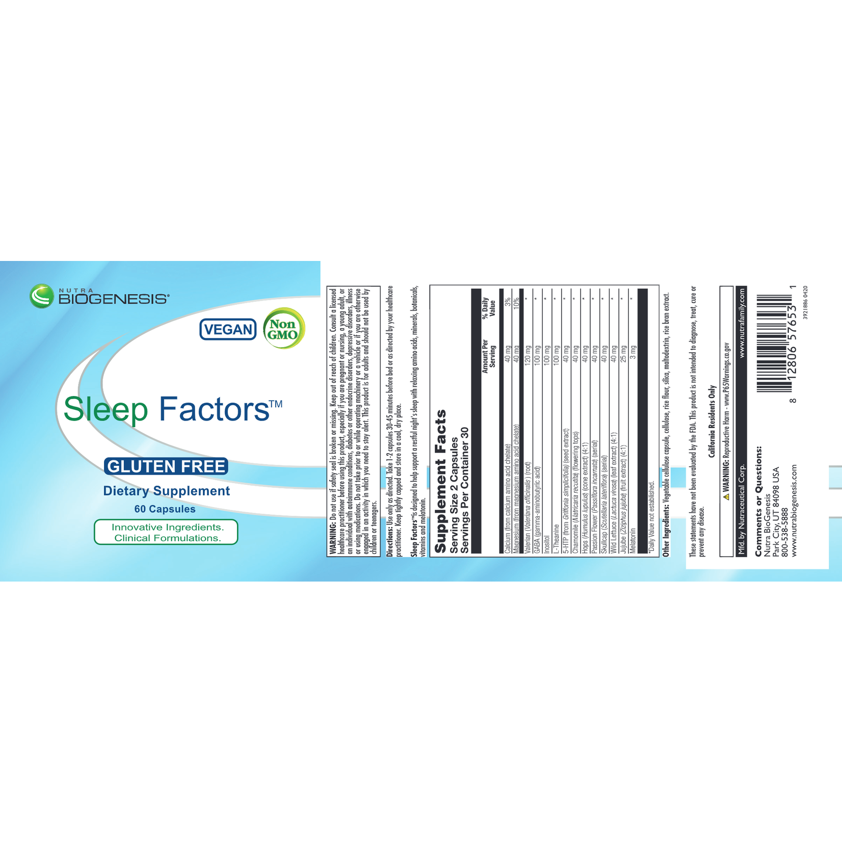 BioGenesis Nutraceuticals Sleep Factors 60c BioGenesis