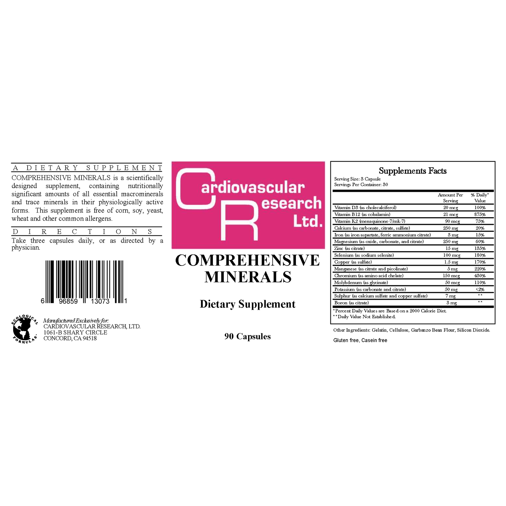 Cardiovascular Research (Ecological Formulas) Comprehensive Minerals 90c Cardiovascular Research