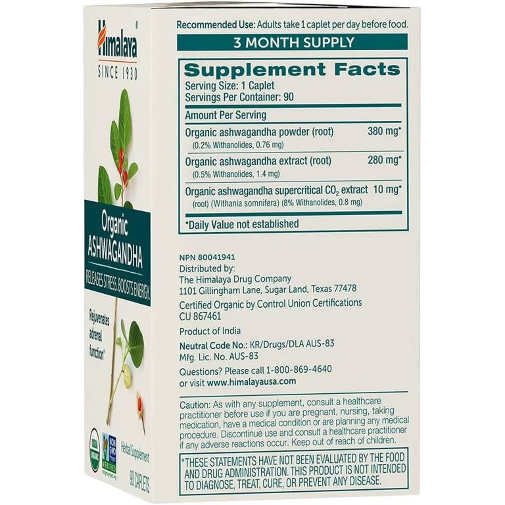 Himalaya Organic Ashwaganda 60c Himalaya