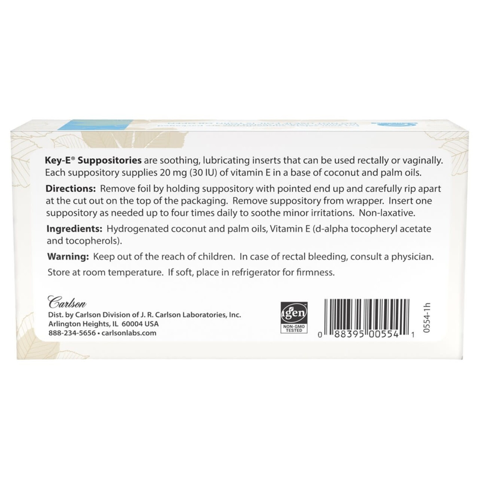 Carlson Labs Key E Vitamin E Suppositories 12 count Carlson