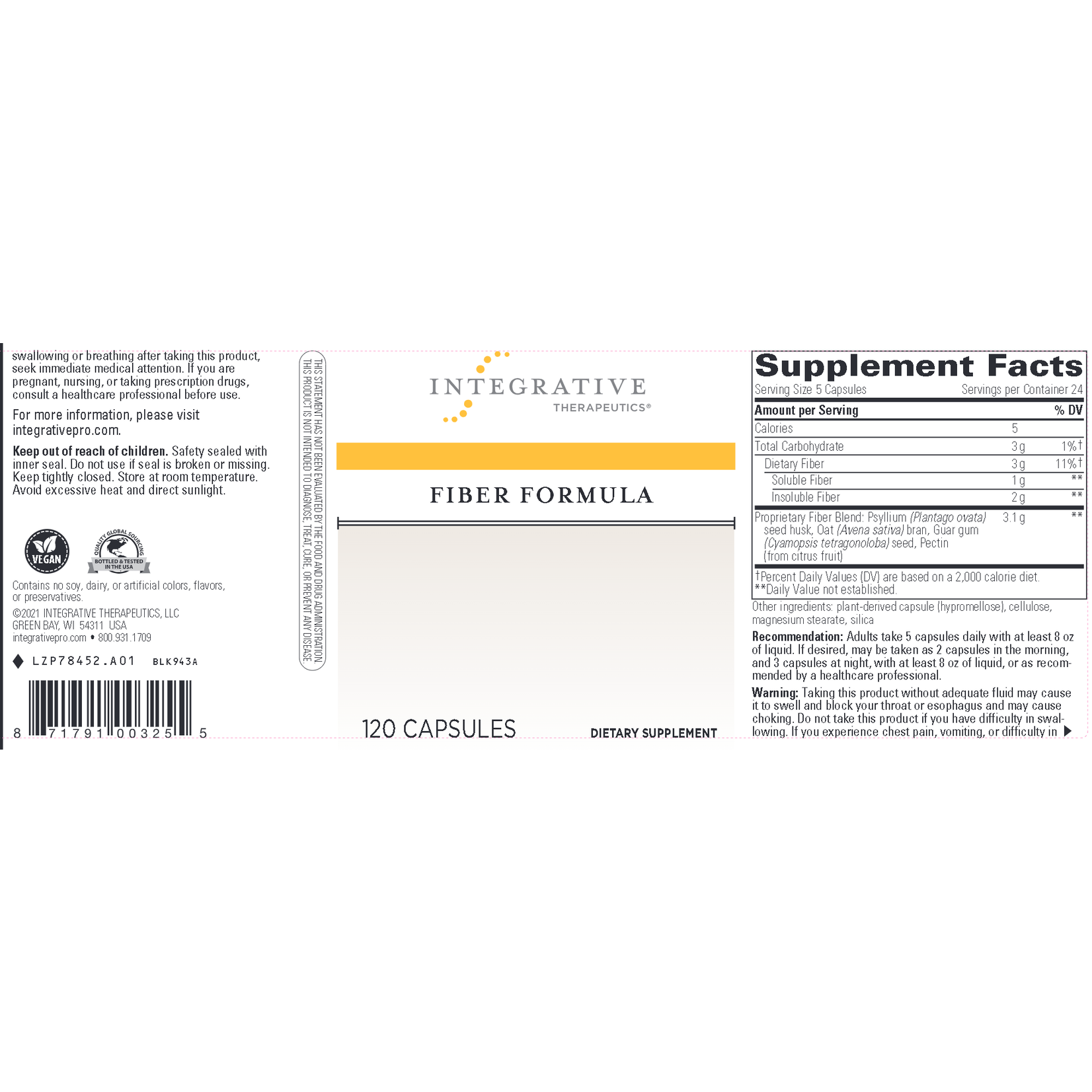 Integrative Therapeutics Fiber Formula 120c Integrative Therapeutics