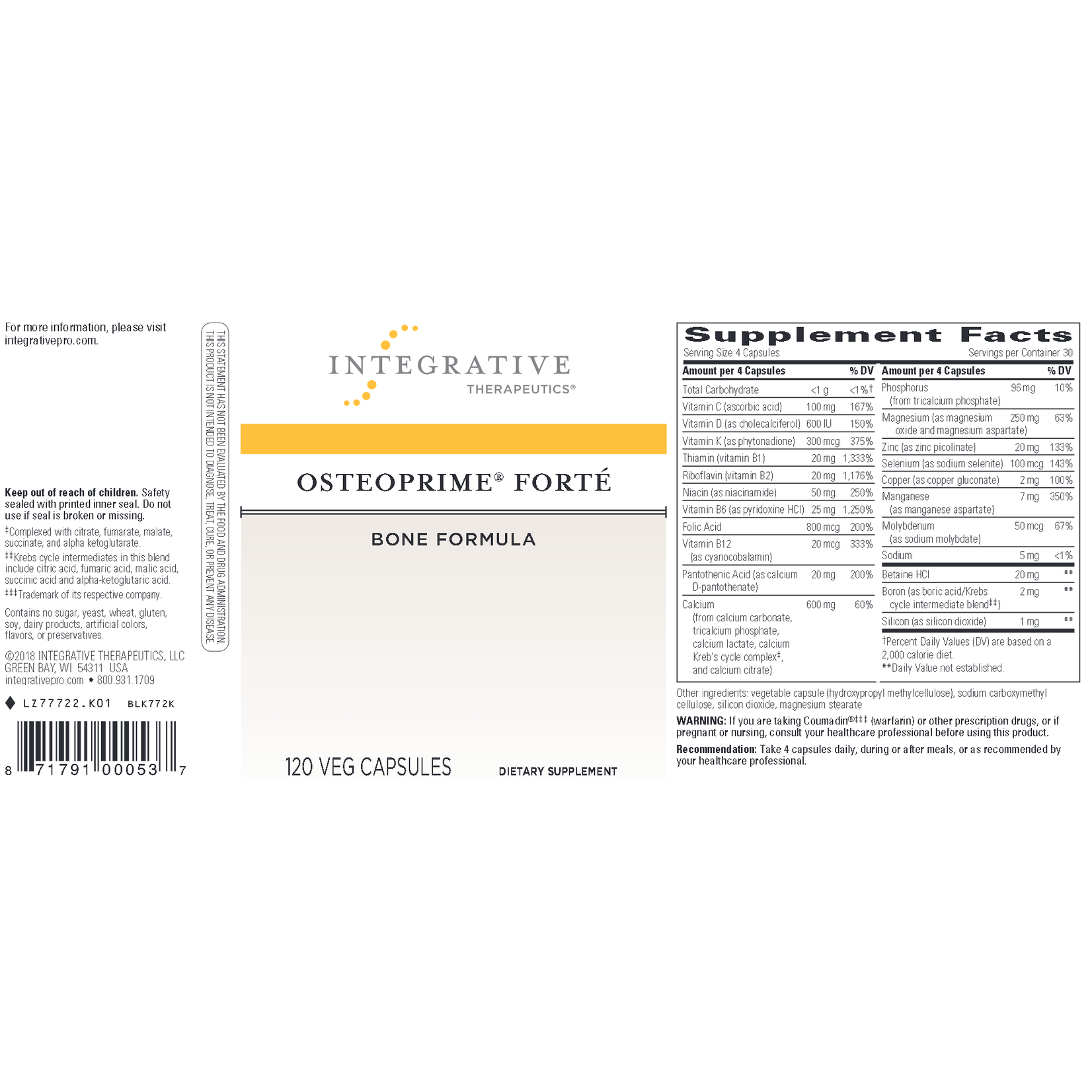 Integrative Therapeutics OsteoPrime  Forte 120c Integrative Therapeutics