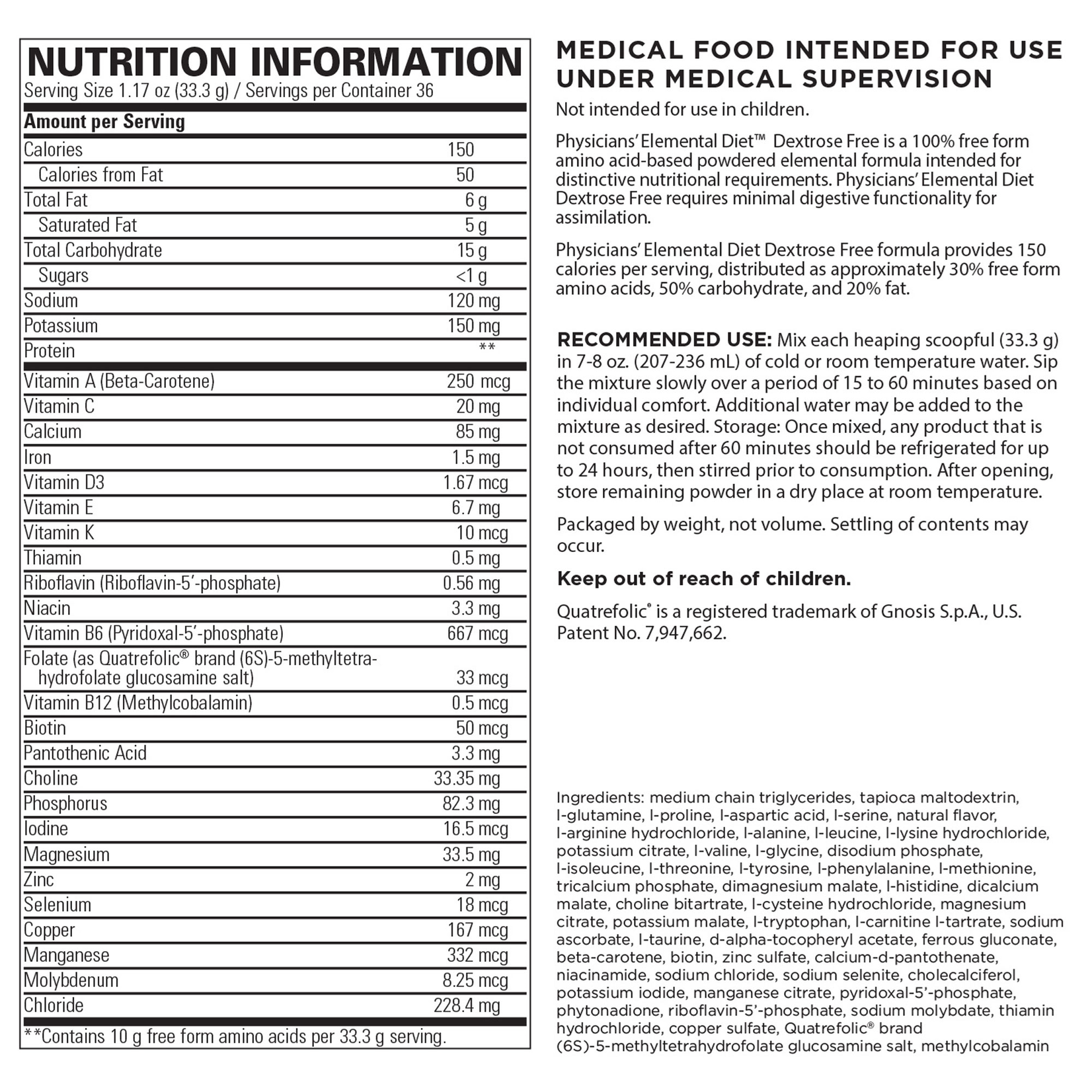 Integrative Therapeutics Physicians' Elemental Diet Dextrose Free 36srv Integrative Therapeutics