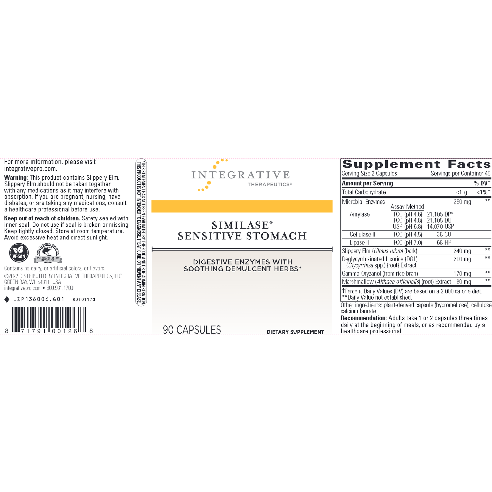 Integrative Therapeutics Similase Sensitive Stomach 90c Integrative Therapeutics