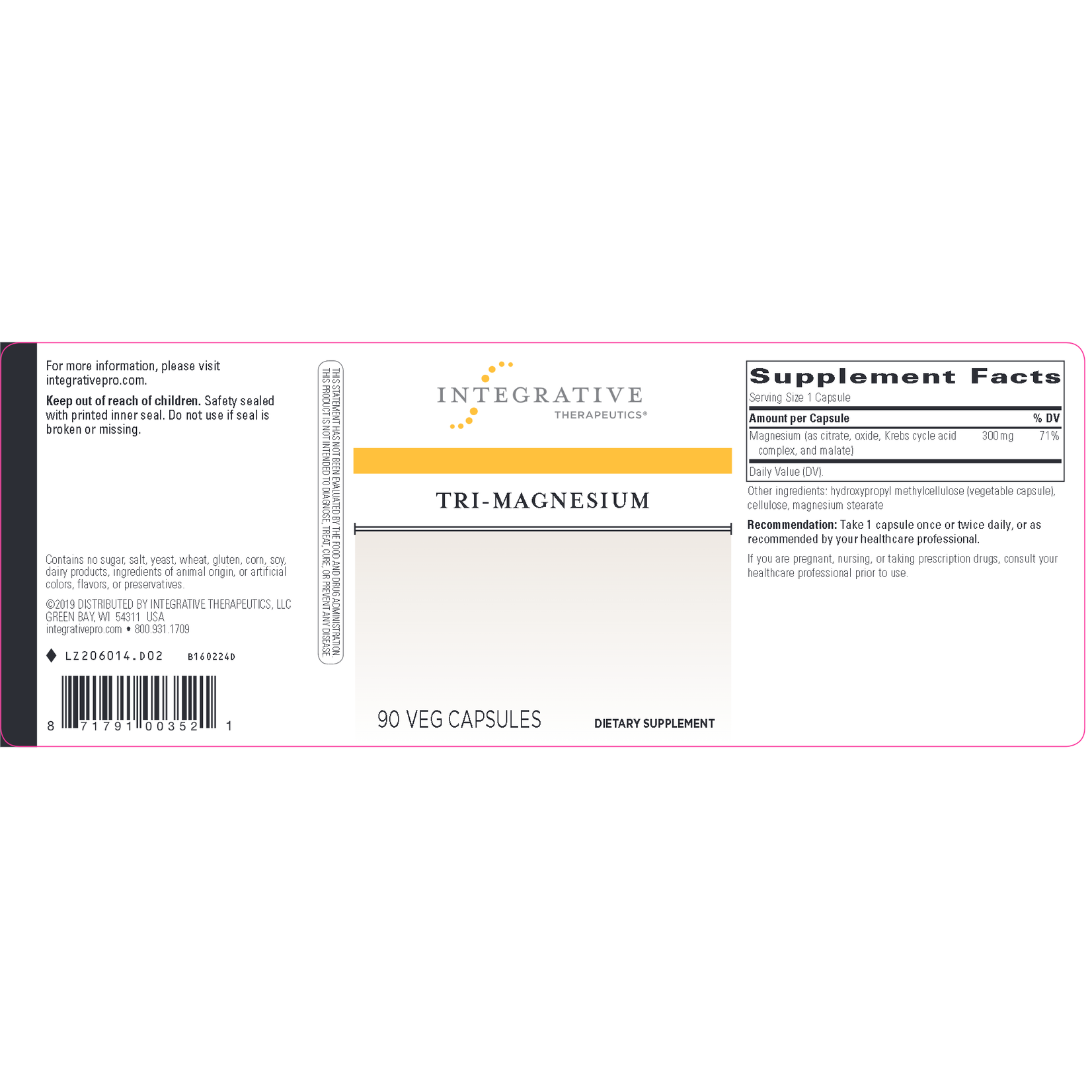 Integrative Therapeutics Tri-Magnesium 300mg 90c Integrative Therapeutics