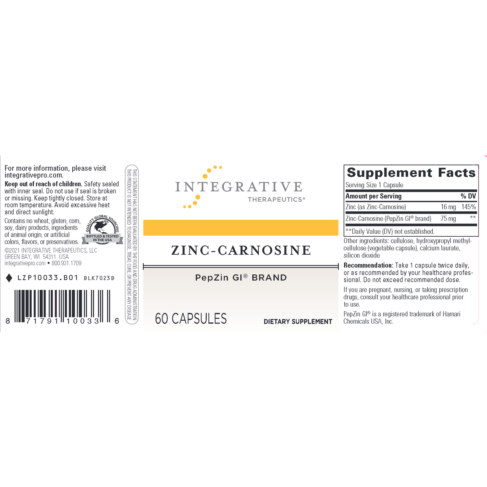 Integrative Therapeutics Zinc-Carnosine 60c Integrative Therapeutics