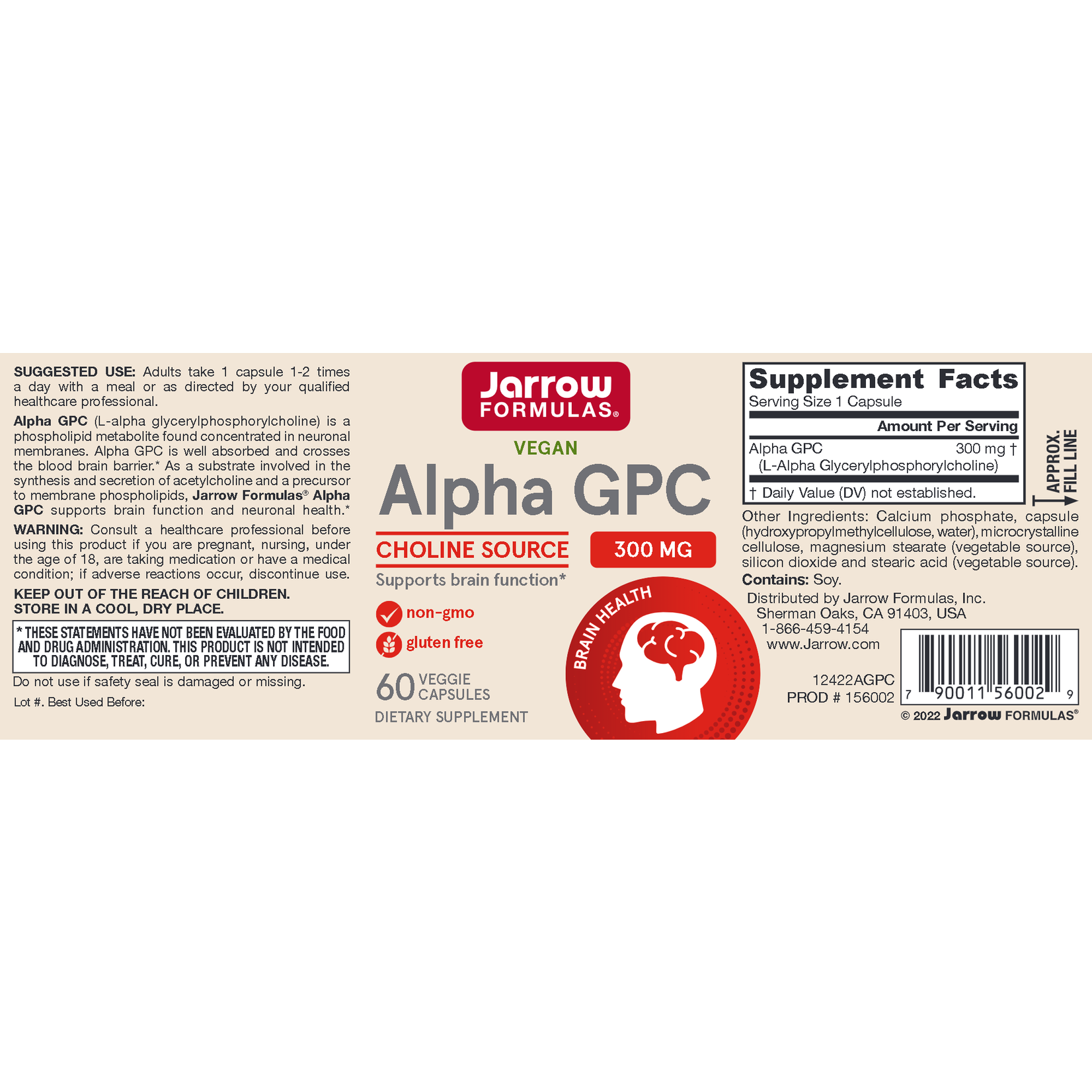 Jarrow Formulas Alpha GPC 300 mg 60c Jarrow