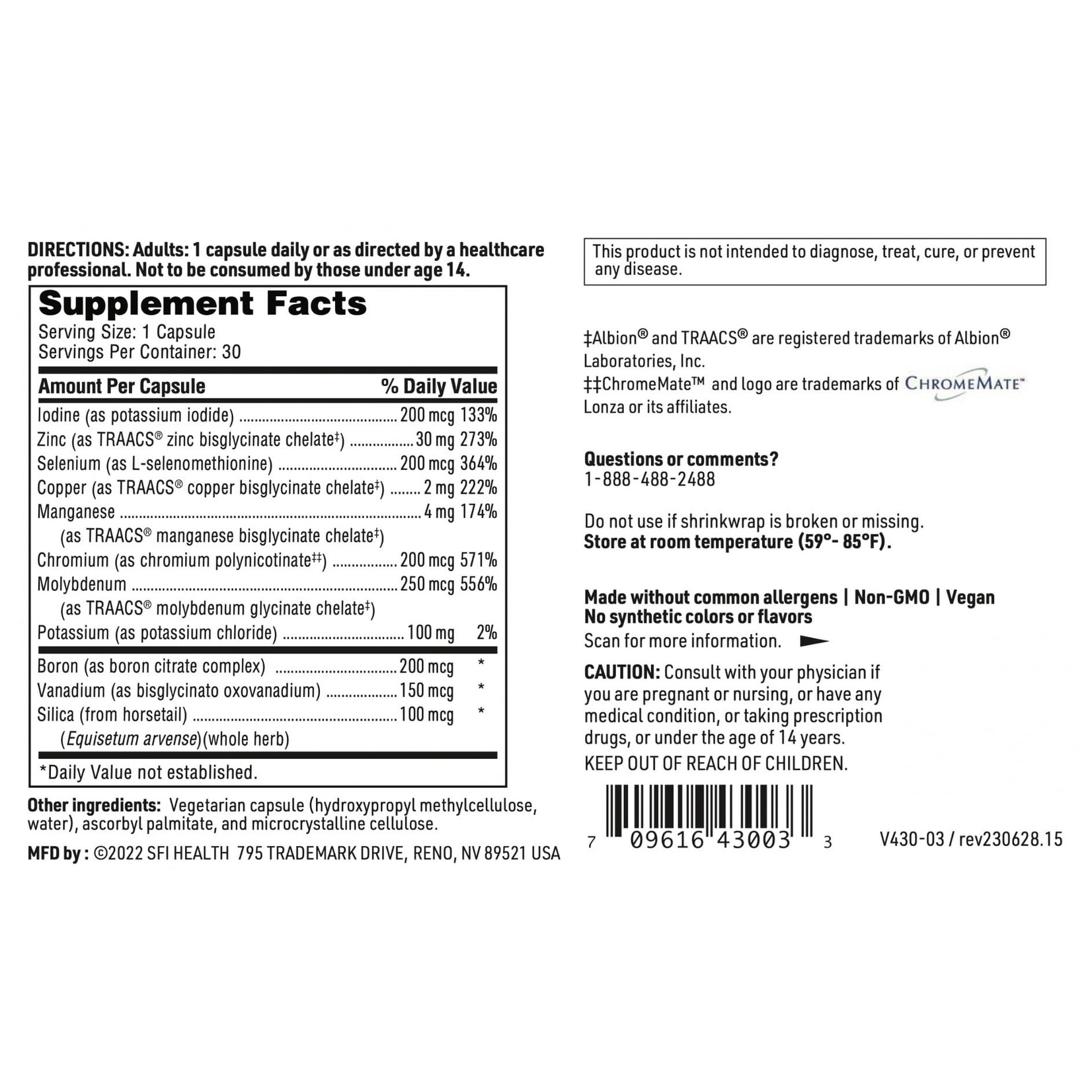 Klaire Labs LDA Trace Mineral Complex 30c SFI Health (Previously Klaire Labs)