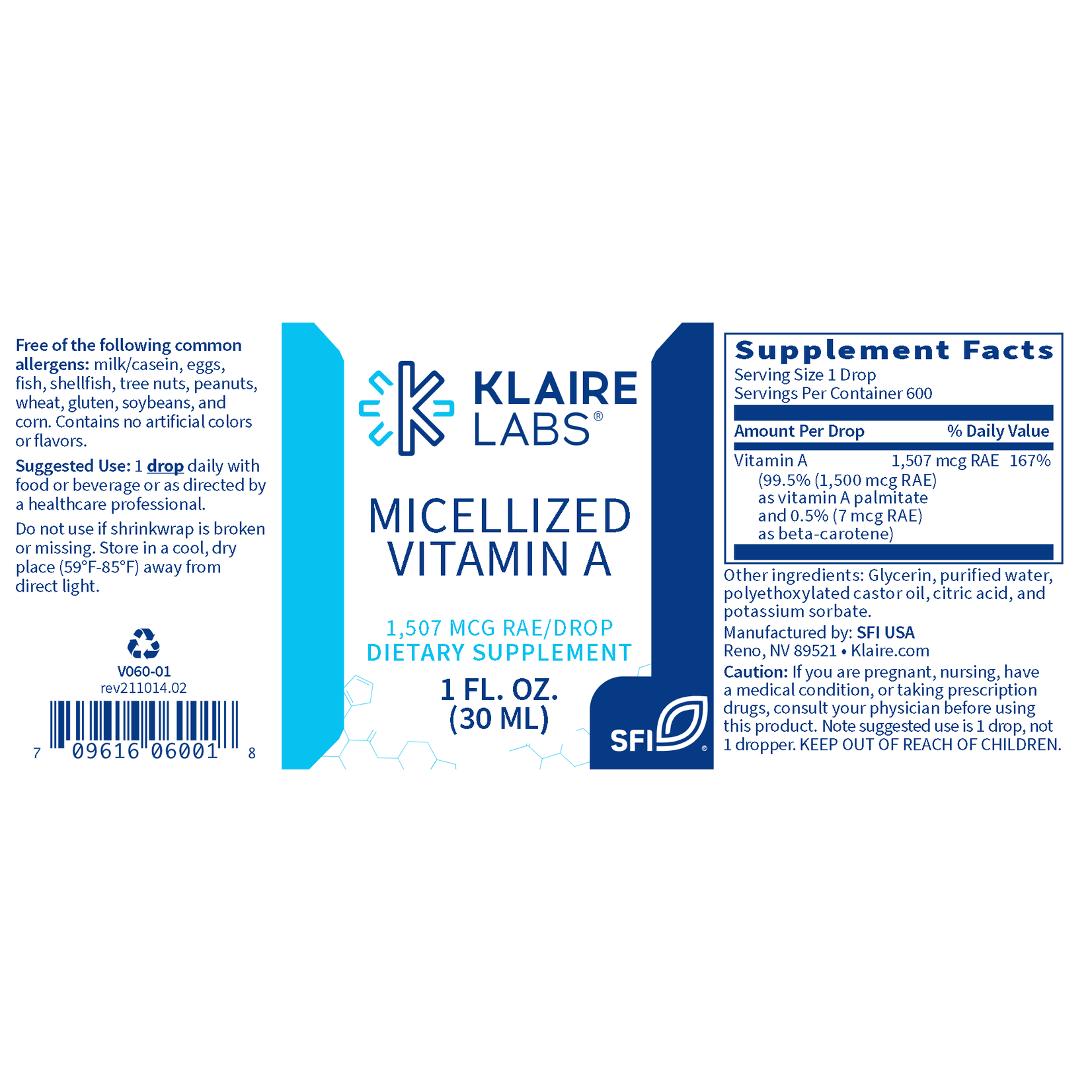 Klaire Labs Micellized Vitamin A 1oz SFI Health (previously Klaire Labs)