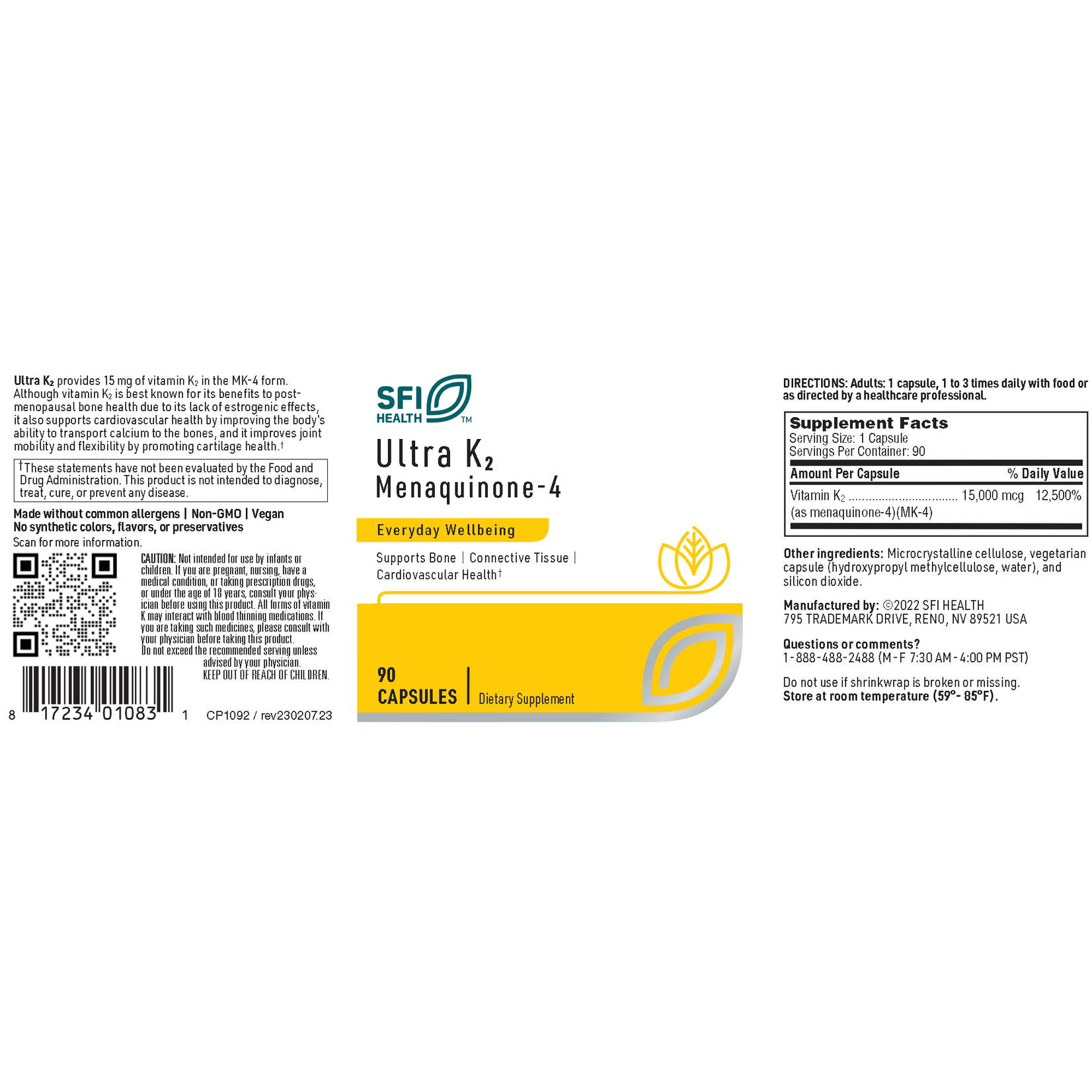 SFI Health (formerly Klaire Labs) Ultra K2 15mg 90c SFI Health (Previously Klaire Labs)