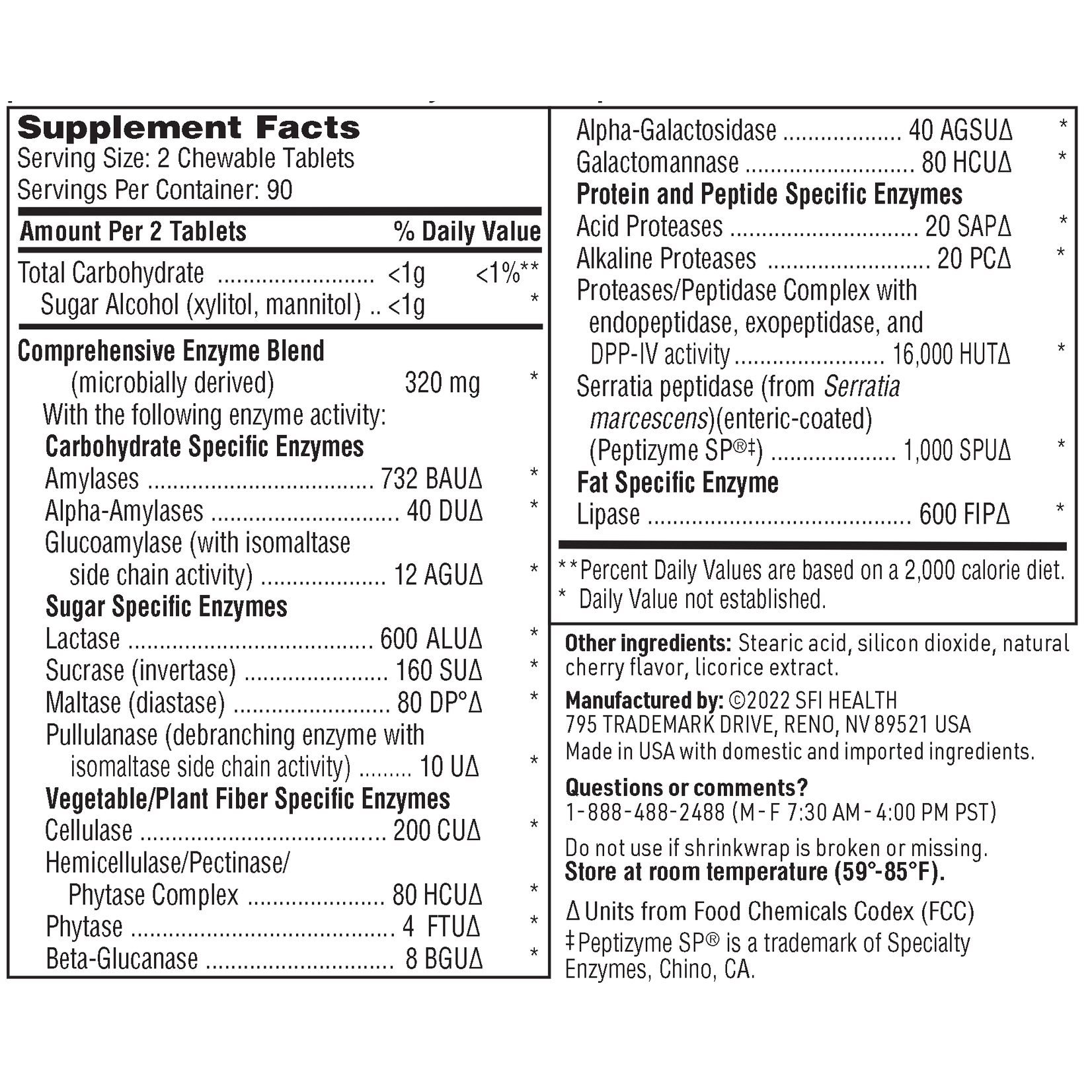 SFI Health (formerly Klaire Labs) Vital-Zymes Chewable 180t SFI Health (Previously Klaire Labs)