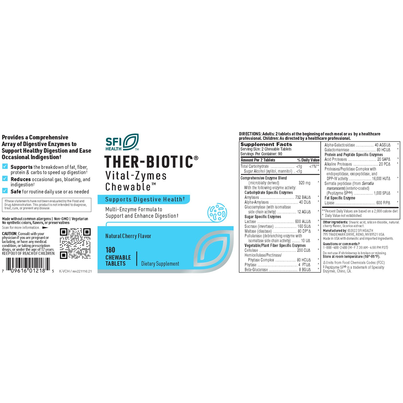 SFI Health (formerly Klaire Labs) Vital-Zymes Chewable 180t SFI Health (Previously Klaire Labs)