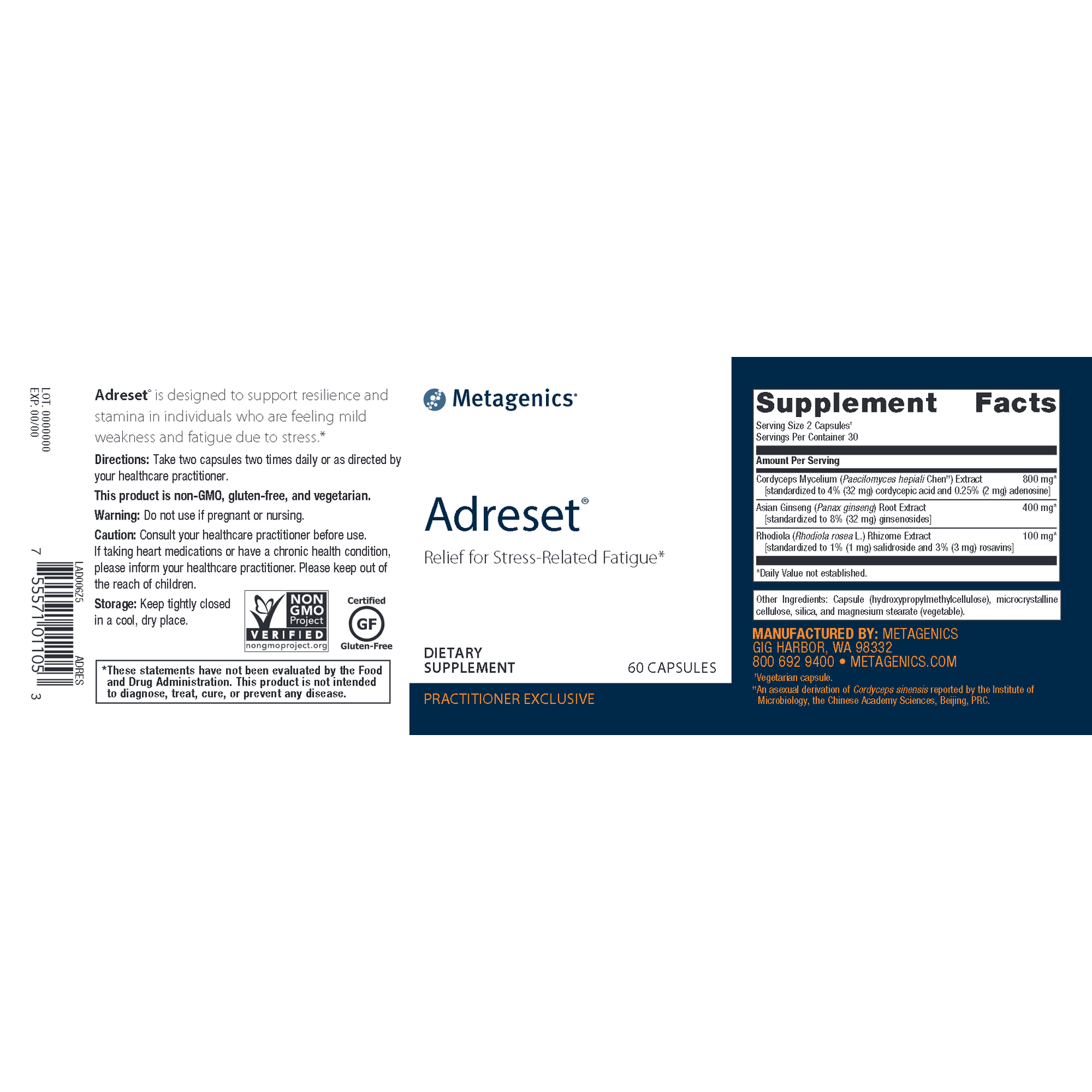 Metagenics Adreset 60c Metagenics