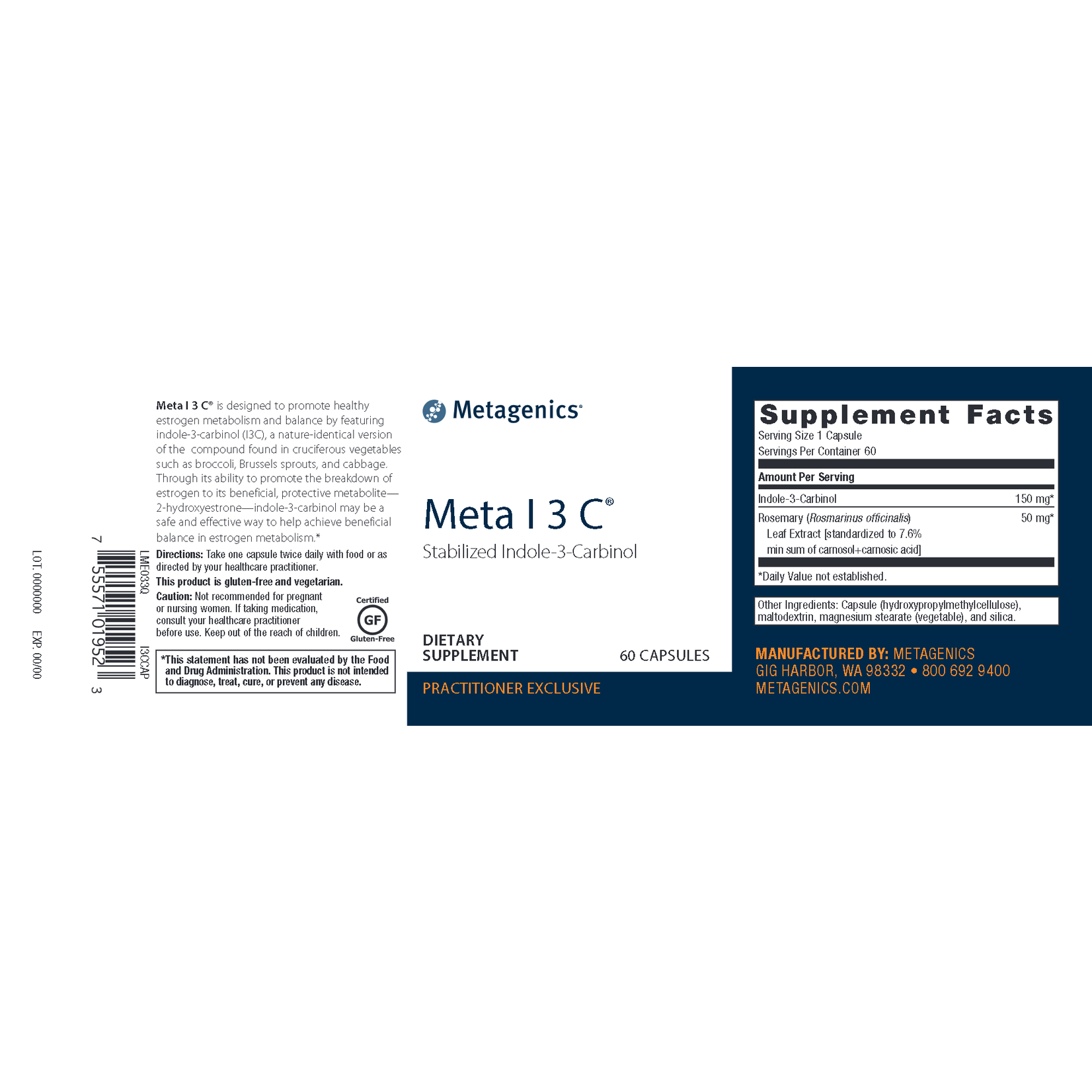 Metagenics Indole 3 Carbinol (formerly Meta I 3 C) 60c Metagenics