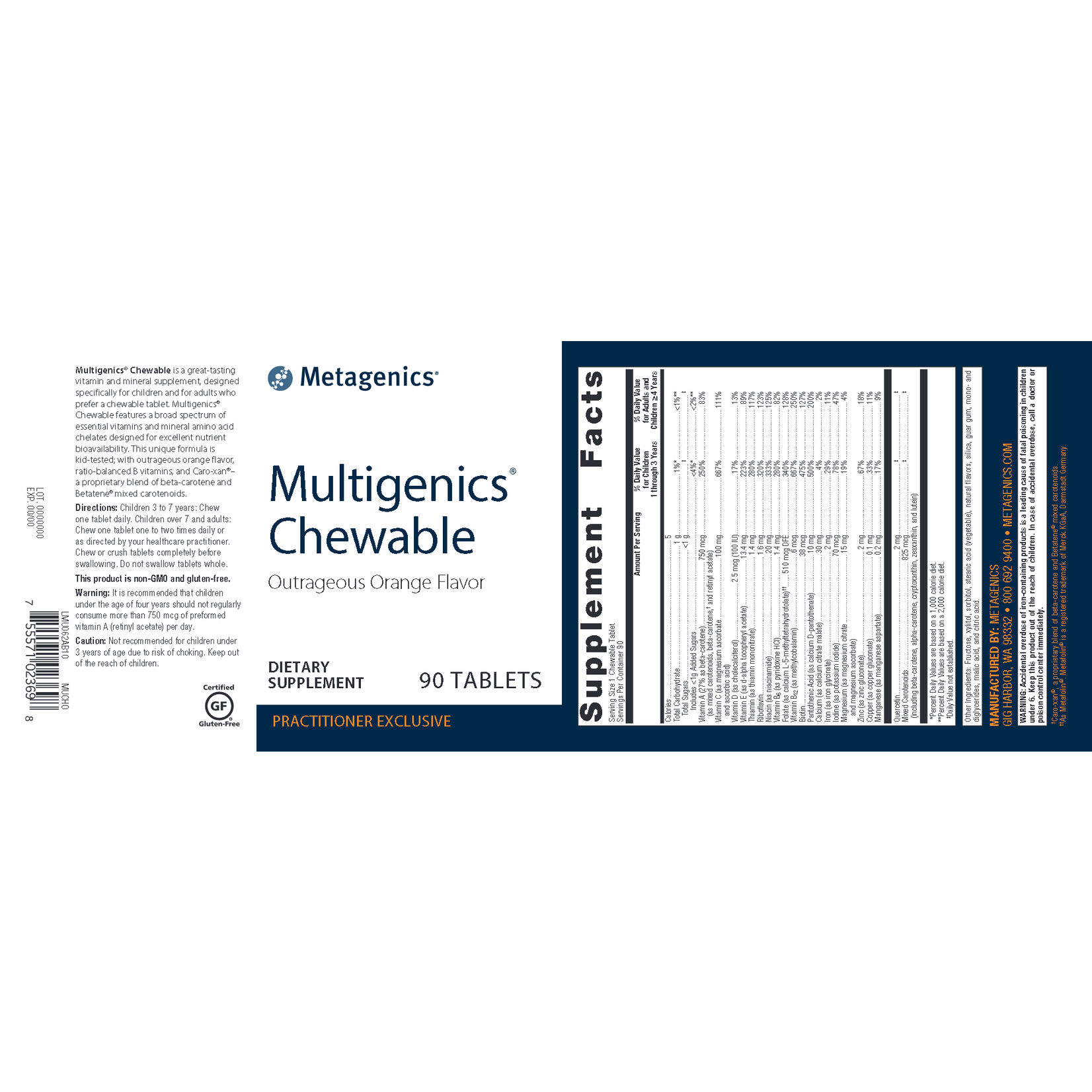 Metagenics Multigenics Chewable Orange 90t Metagenics