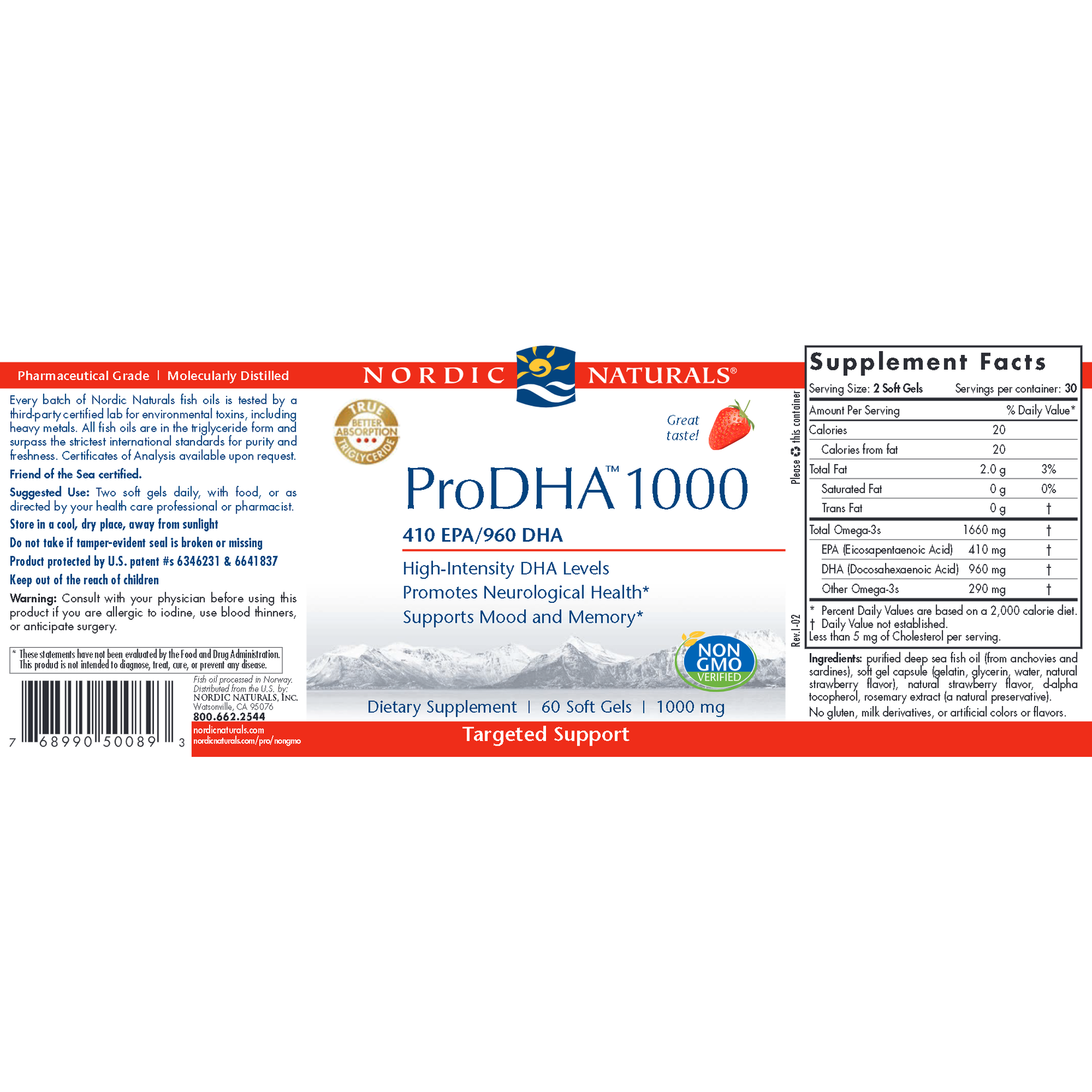 Nordic Naturals ProDHA 1000 60c Nordic Naturals