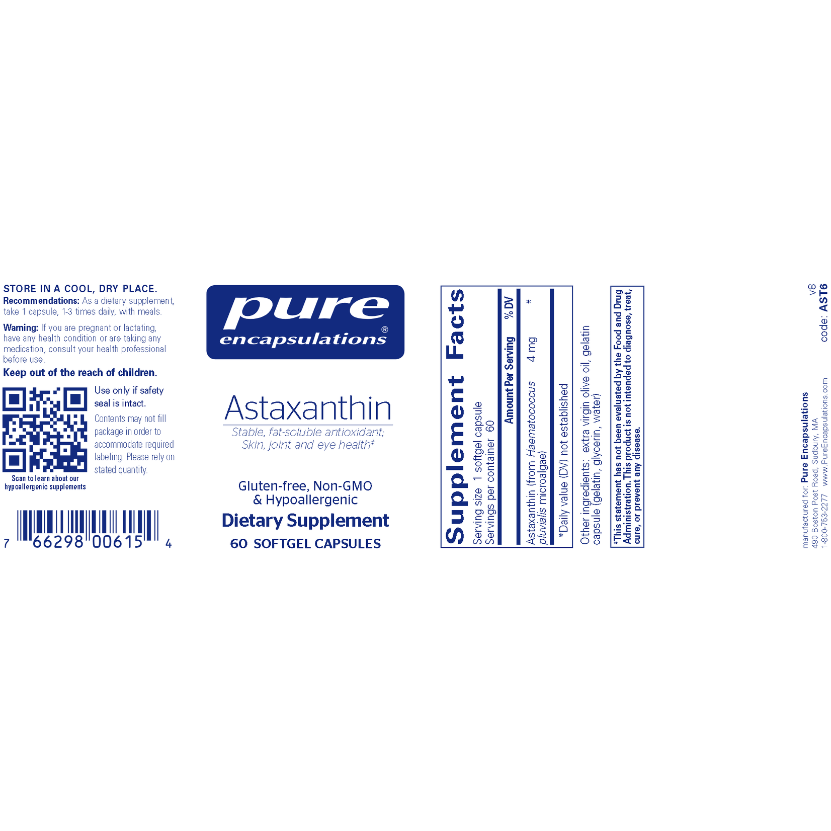 Pure Encapsulations Astaxanthin 4mg 60c Pure Encapsulations