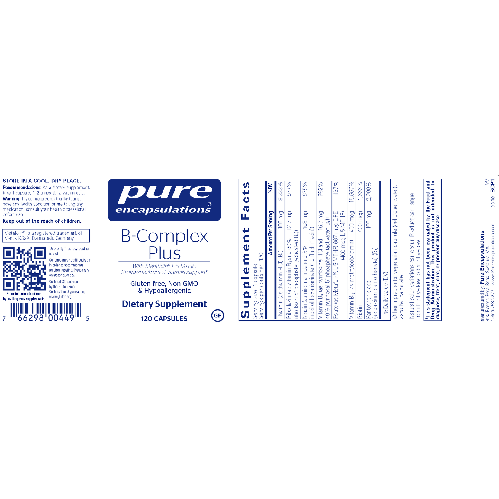 Pure Encapsulations B-Complex Plus 120c Pure Encapsulations