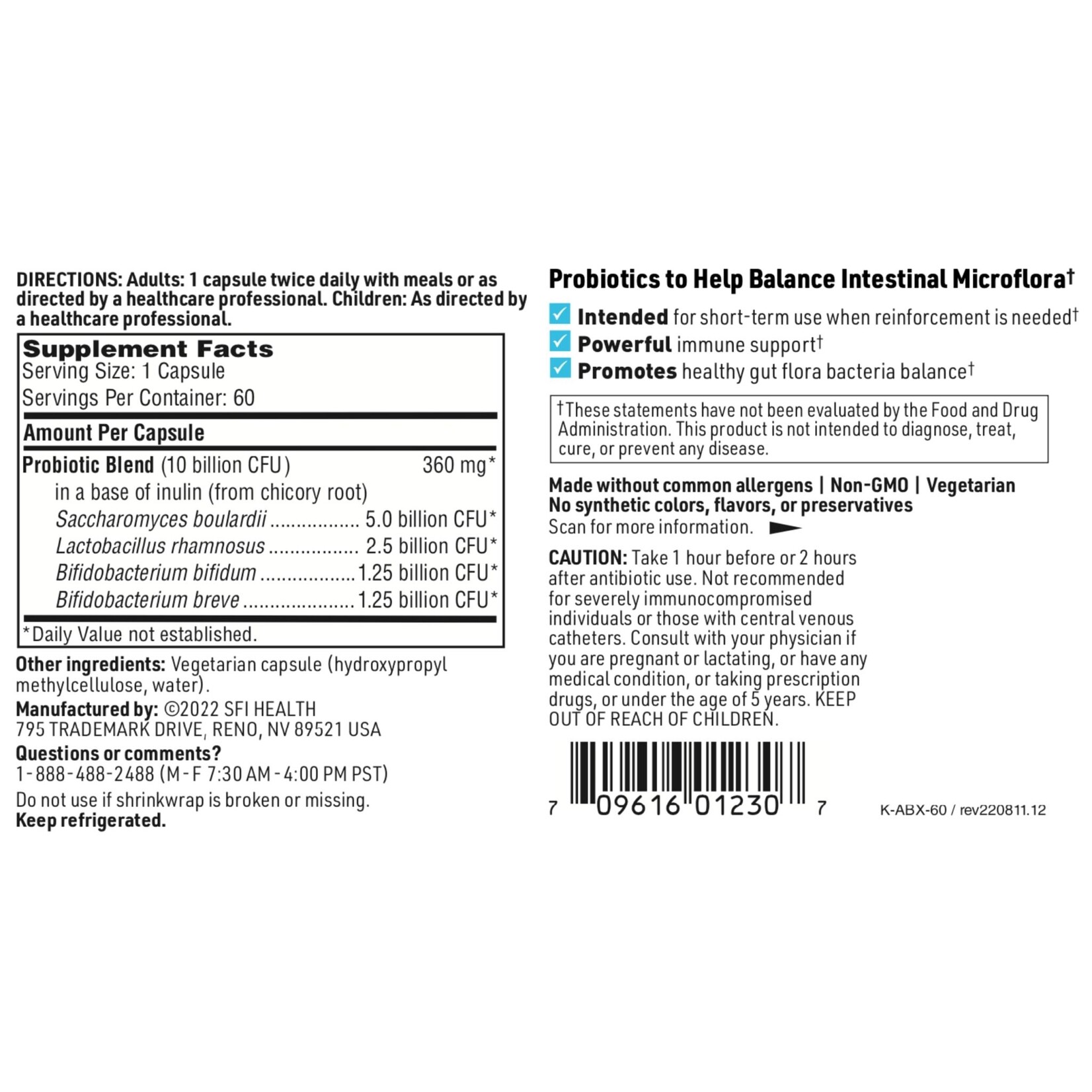 SFI Health (formerly Klaire Labs) ABX Support 60c SFI Health (Previously Klaire Labs)