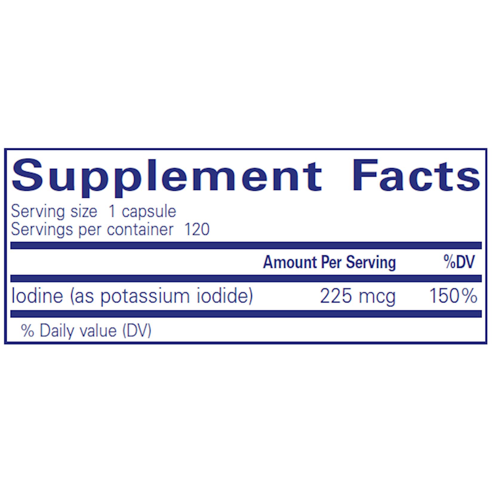 Pure Encapsulations Iodine (potassium iodide) 225mcg 120c Pure Encapsulations