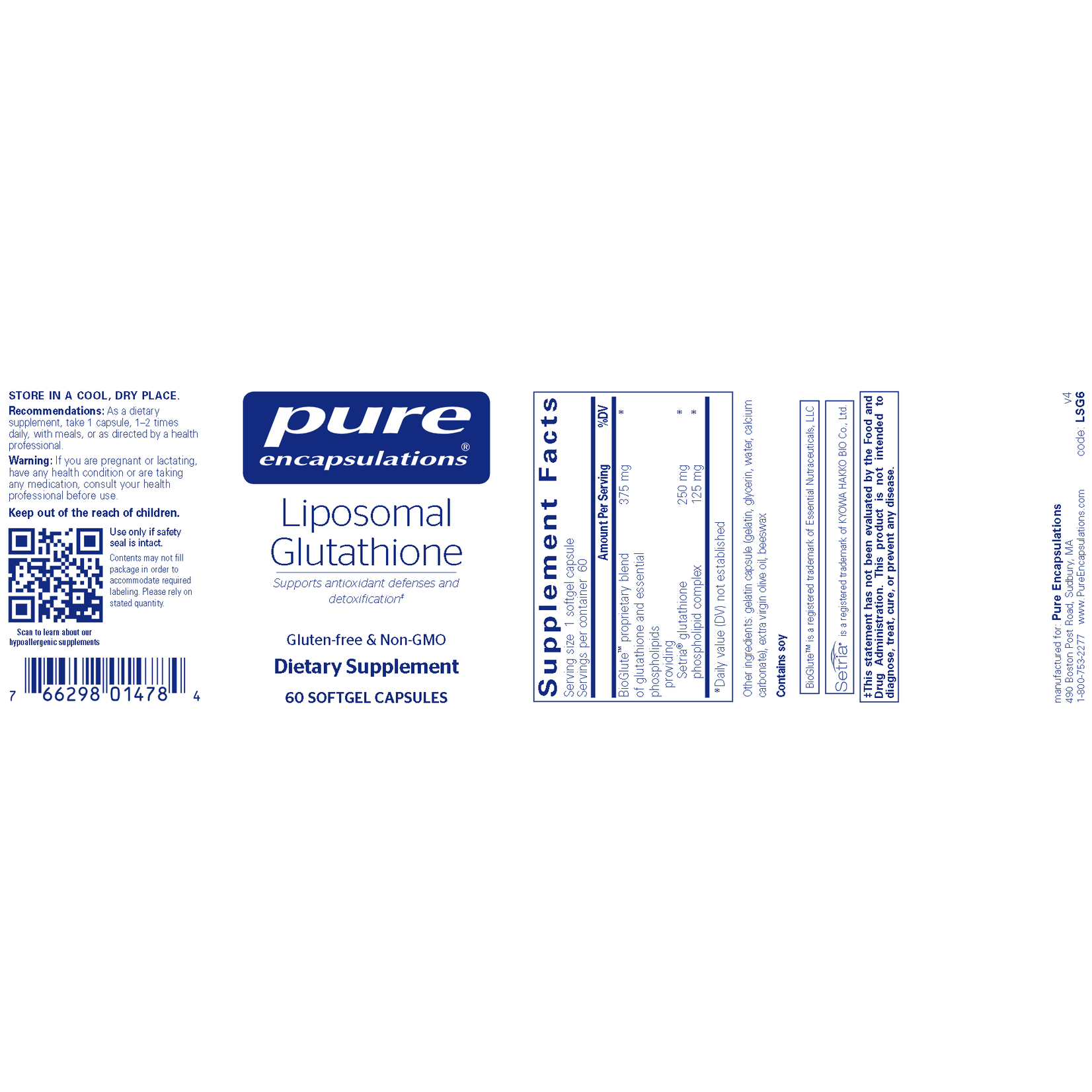 Pure Encapsulations Liposomal Glutathione 60c Pure Encapsulations