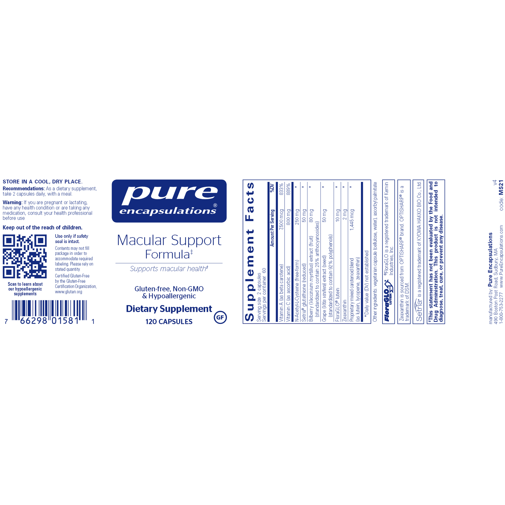 Pure Encapsulations Macular Support Formula 120c Pure Encapsulations