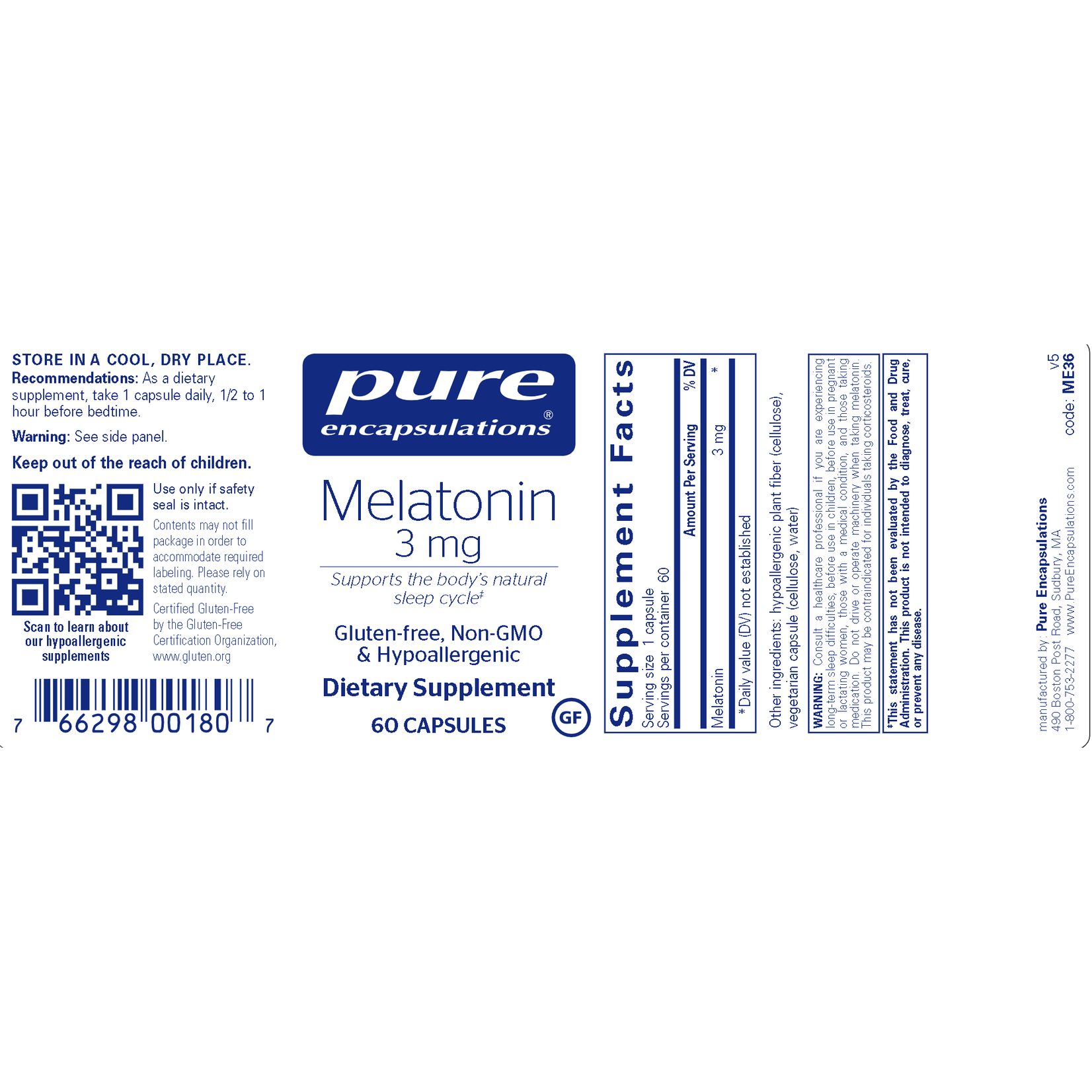 Pure Encapsulations Melatonin 3mg 60c Pure Encapsulations