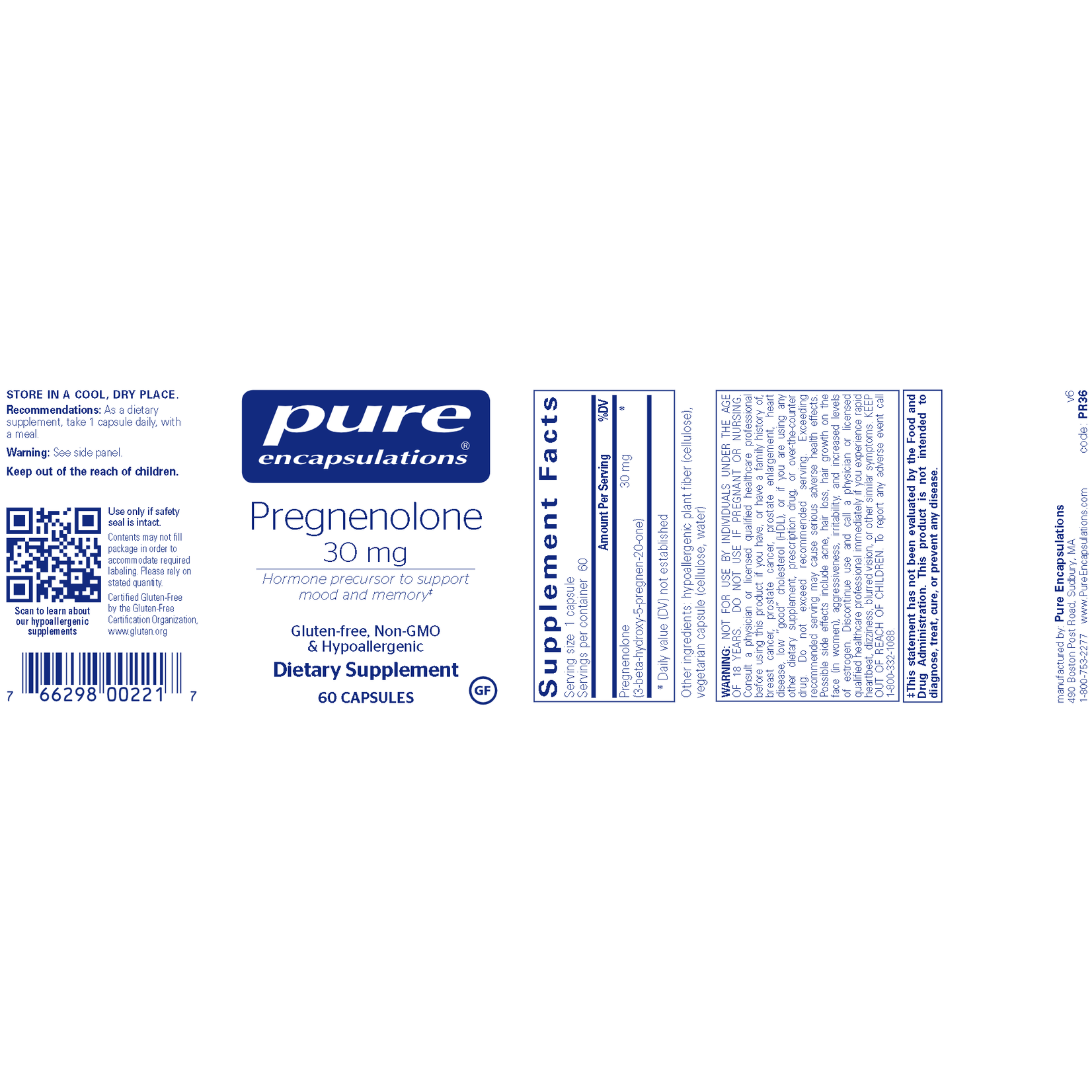 Pure Encapsulations Pregnenolone 30mg 60c Pure Encapsulations