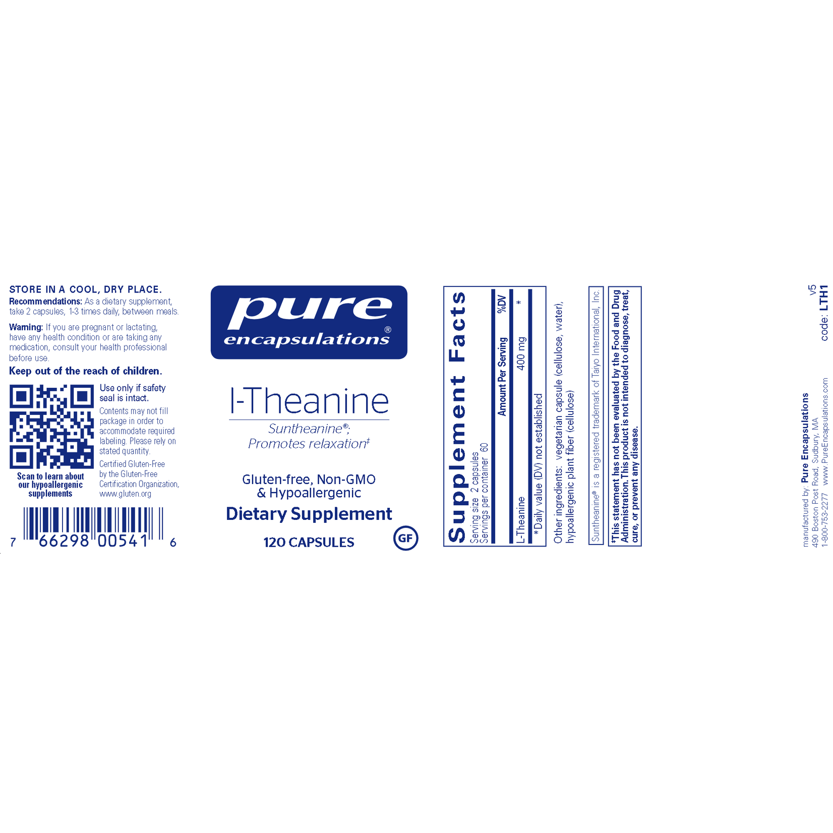 Pure Encapsulations L-Theanine 200mg 120c Pure Encapsulations