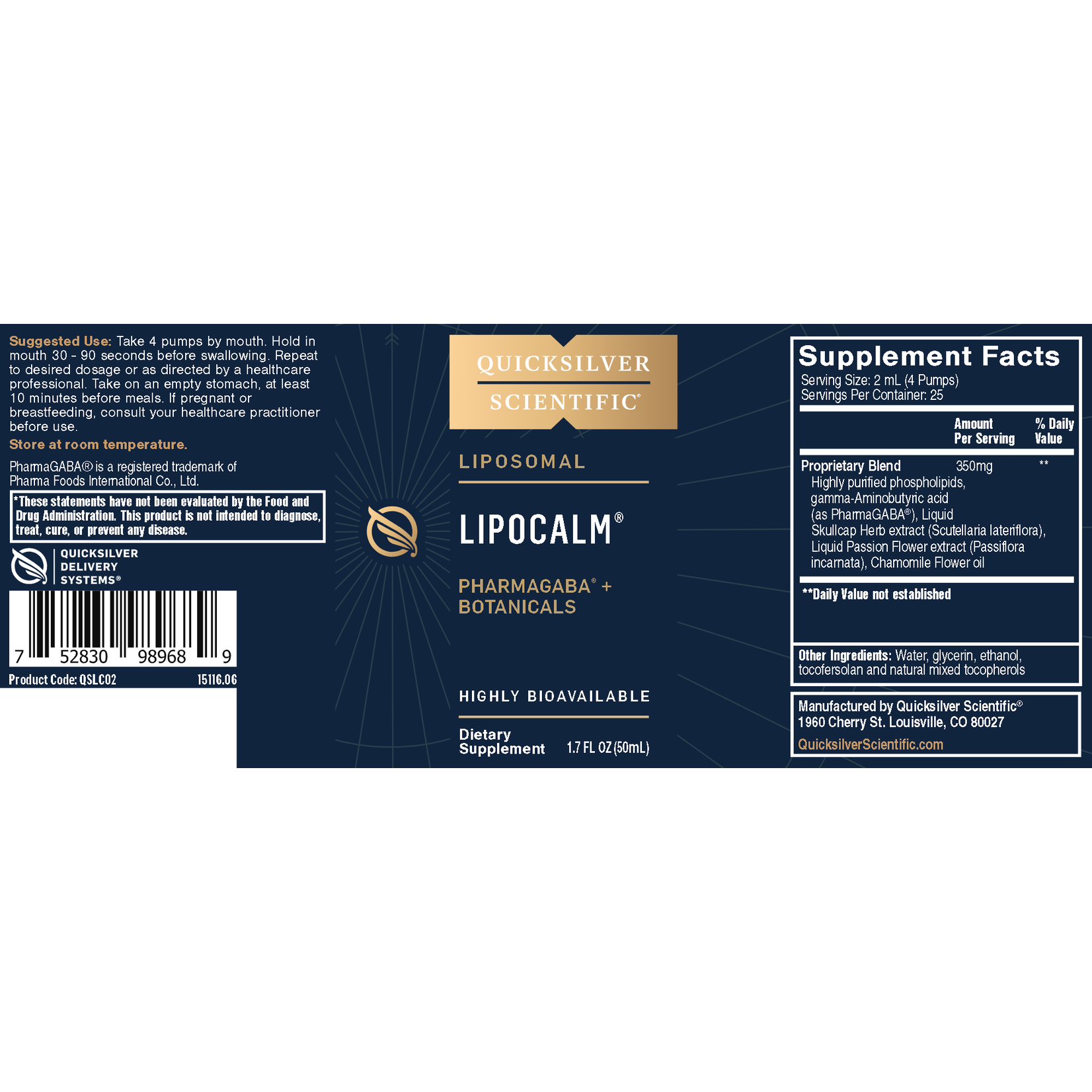 Quicksilver Scientific LipoCalm 1.7 fl oz Quicksilver Scientific