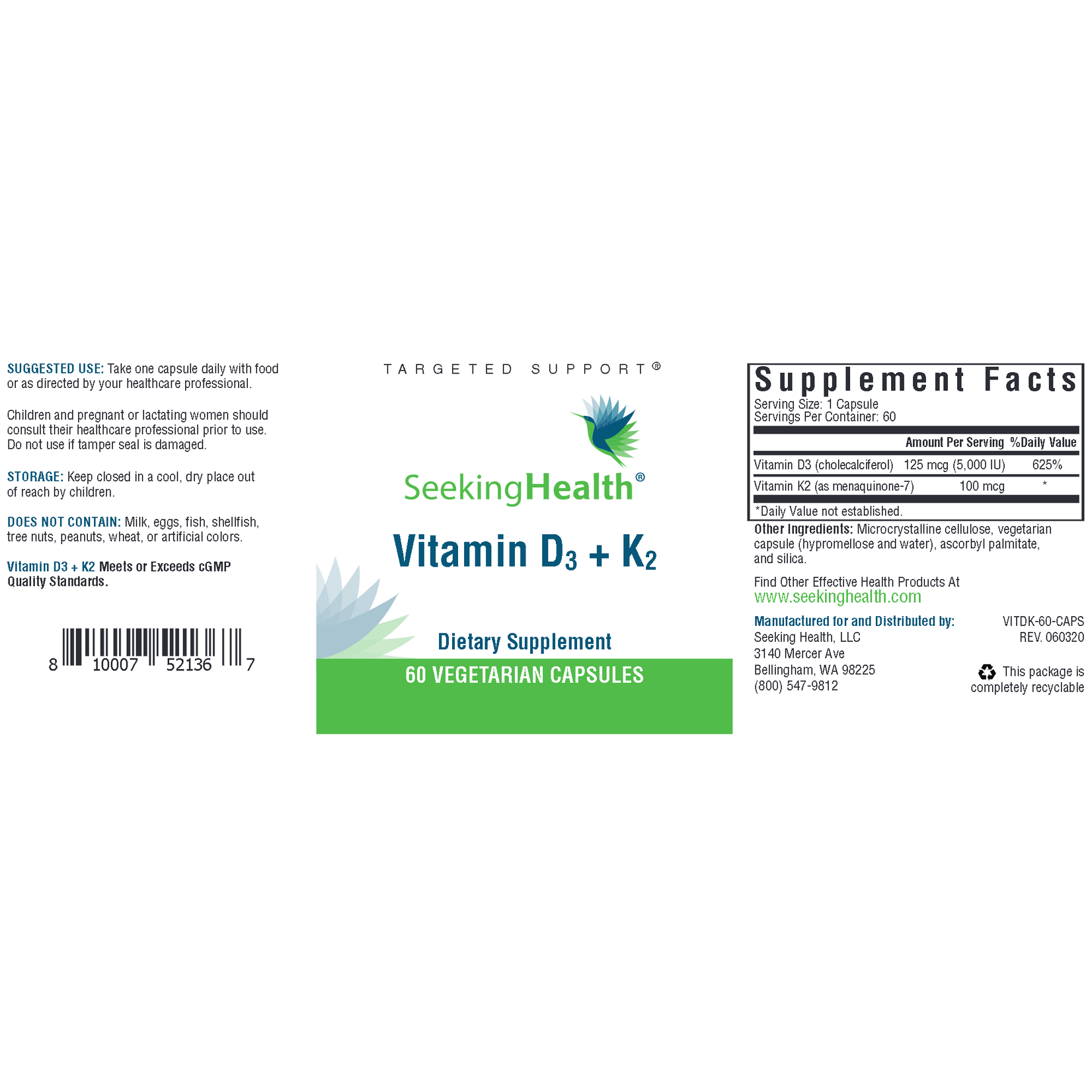 Seeking Health Vitamin D3+K2 60c Seeking Health