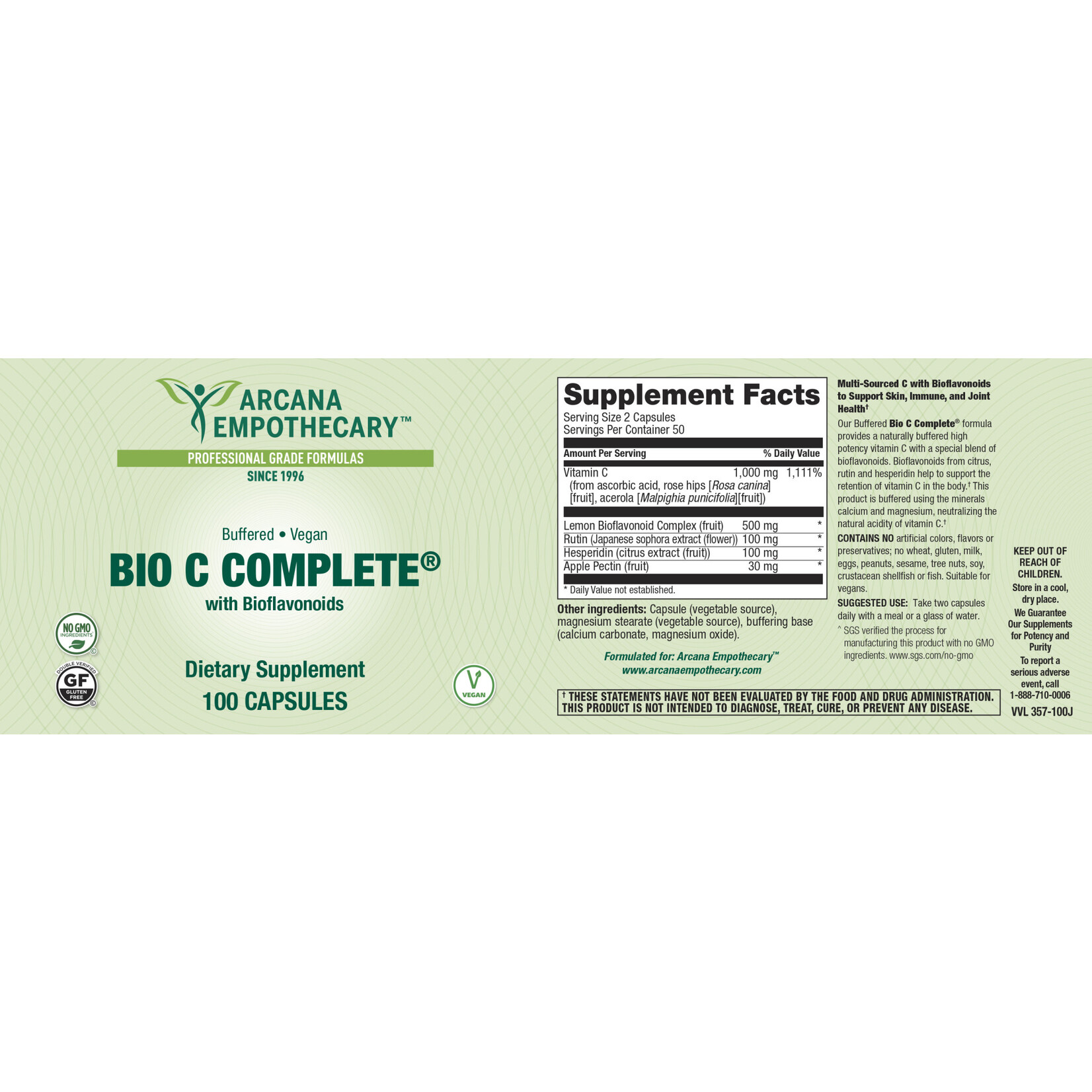 Arcana Empothecary Bio C Complete 500mg 100t Arcana