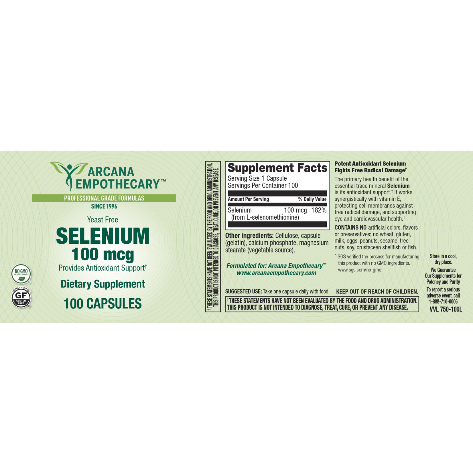 Arcana Empothecary Selenium 100mcg 100c Arcana