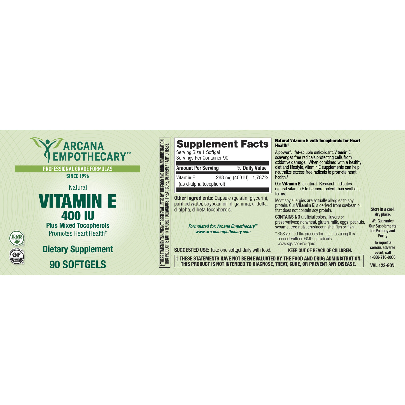 Arcana Empothecary Vitamin E 400IU 90sg Arcana